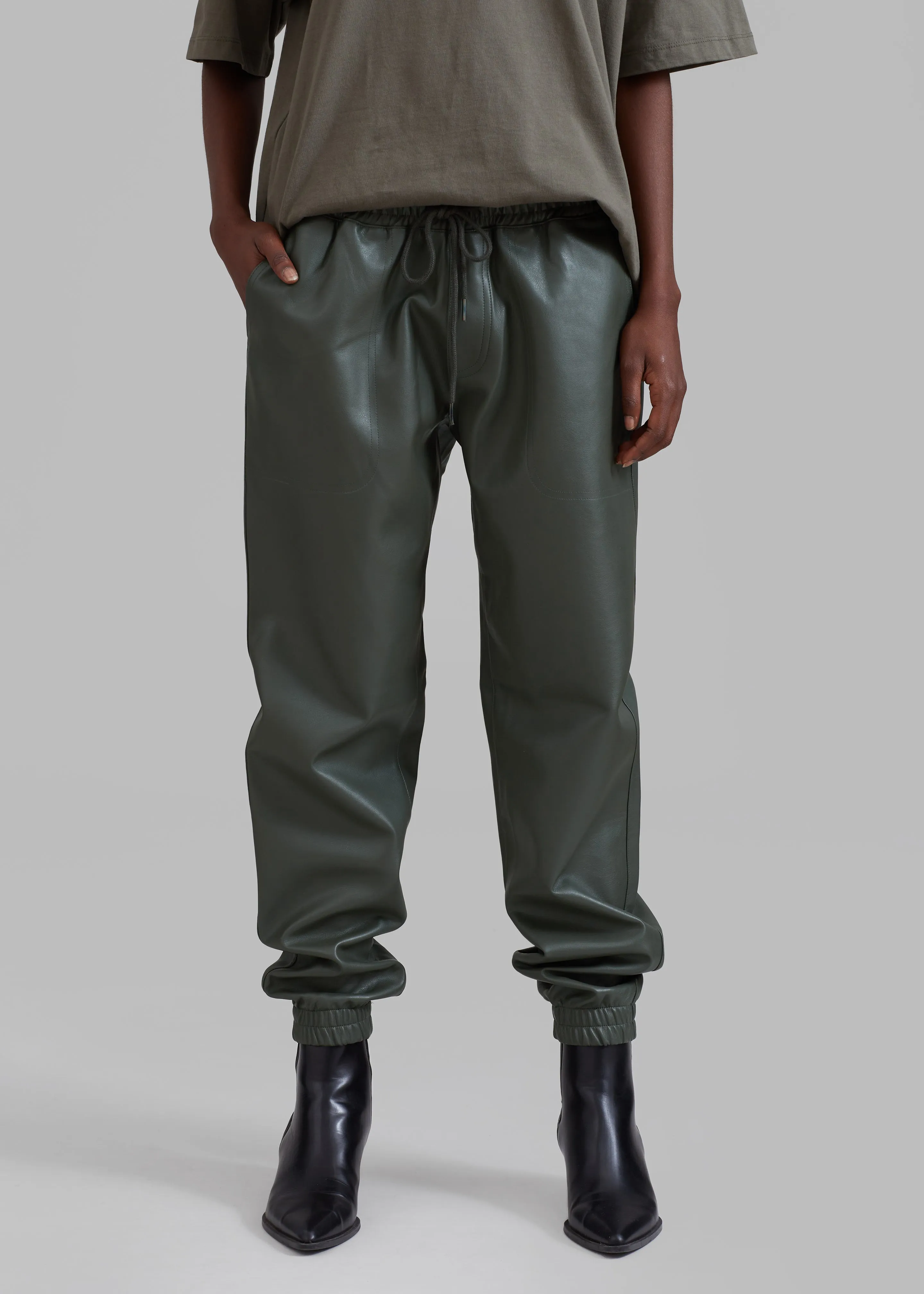Brighton Faux Leather Joggers - Olive sold by Frankie Shop product image thumbnail 5