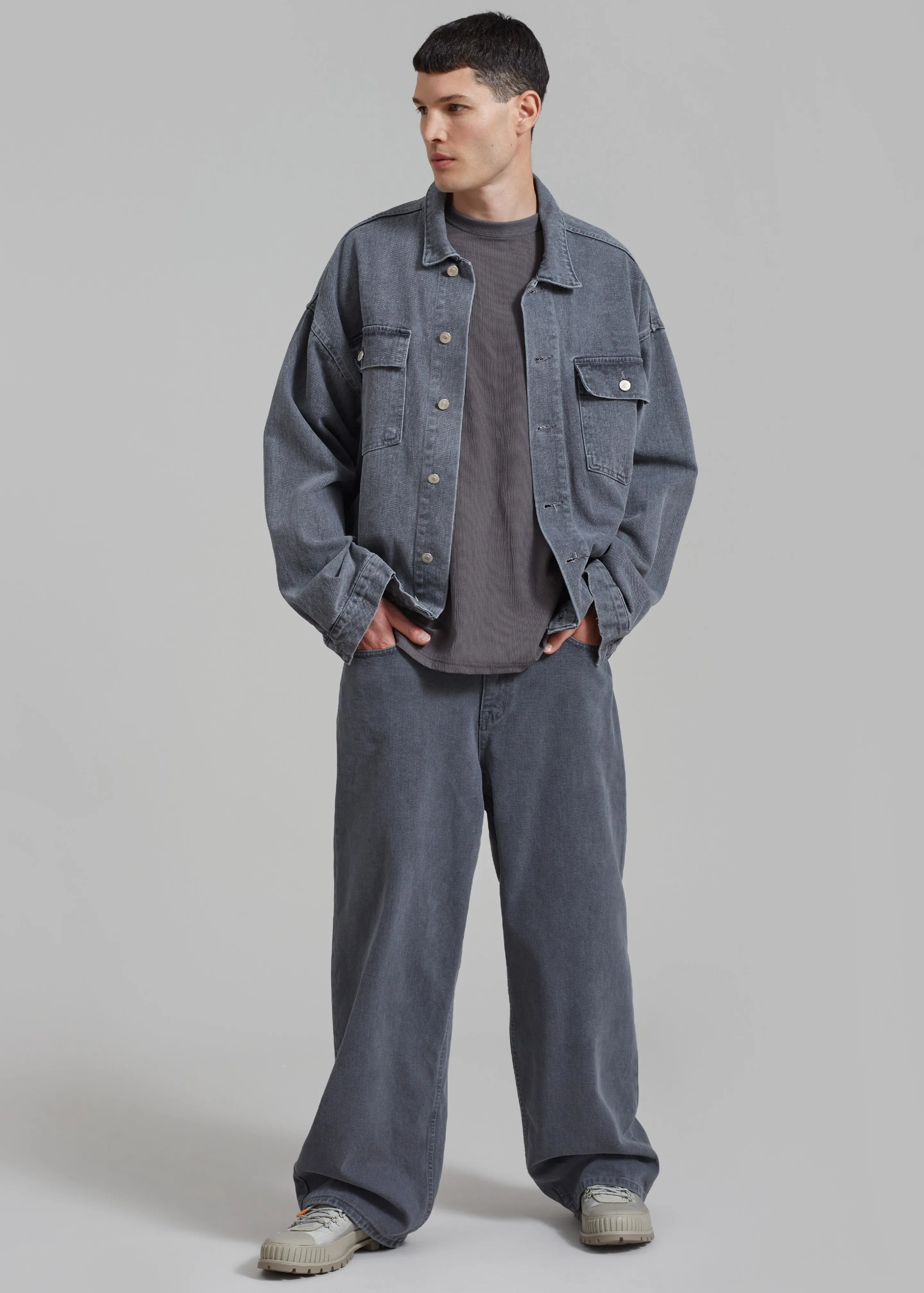 Connor Oversized Denim Jacket - Grey Wash sold by Frankie Shop product image thumbnail 5