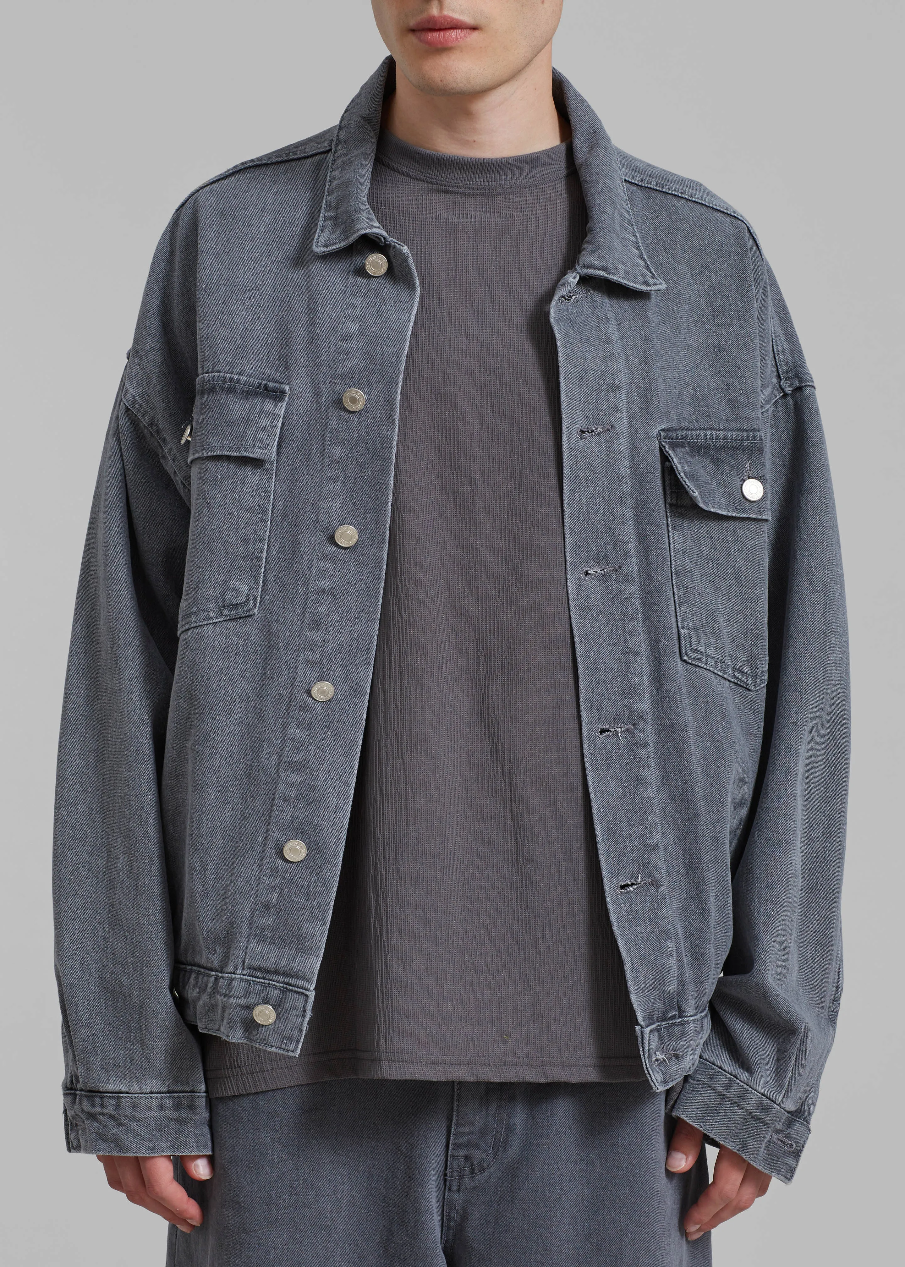 Connor Oversized Denim Jacket - Grey Wash sold by Frankie Shop product image thumbnail 2