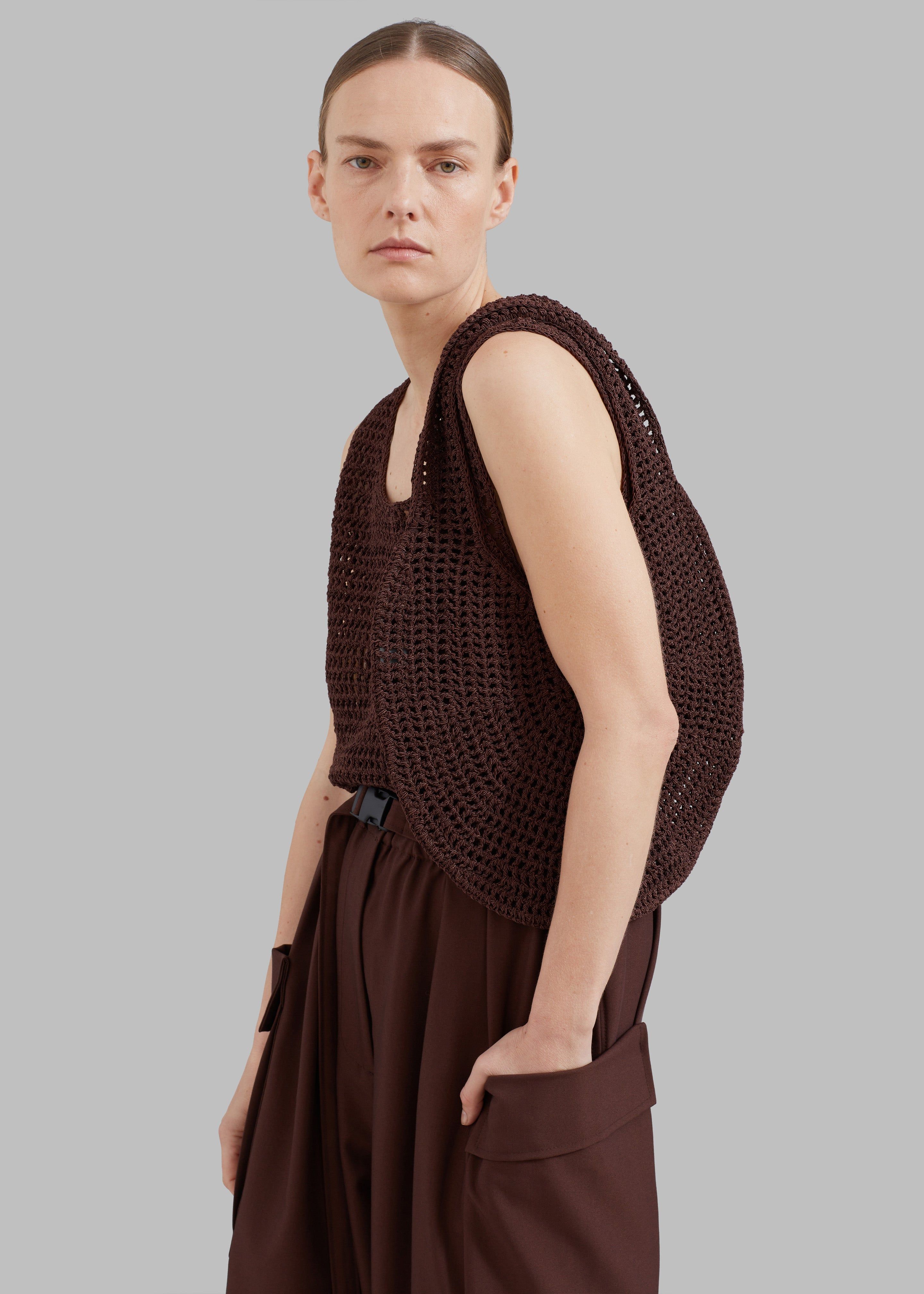 Low Classic Crochet Hobo Bag - Brown sold by Frankie Shop product image thumbnail 3