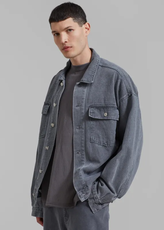 Connor Oversized Denim Jacket - Grey Wash made by Frankie Shop