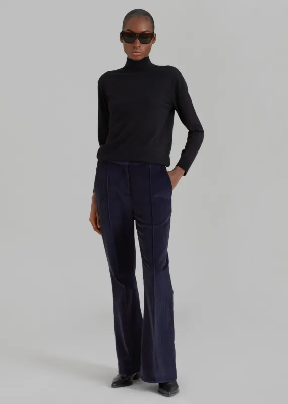 Lydian Corduroy Flare Pants - Navy made by Frankie Shop