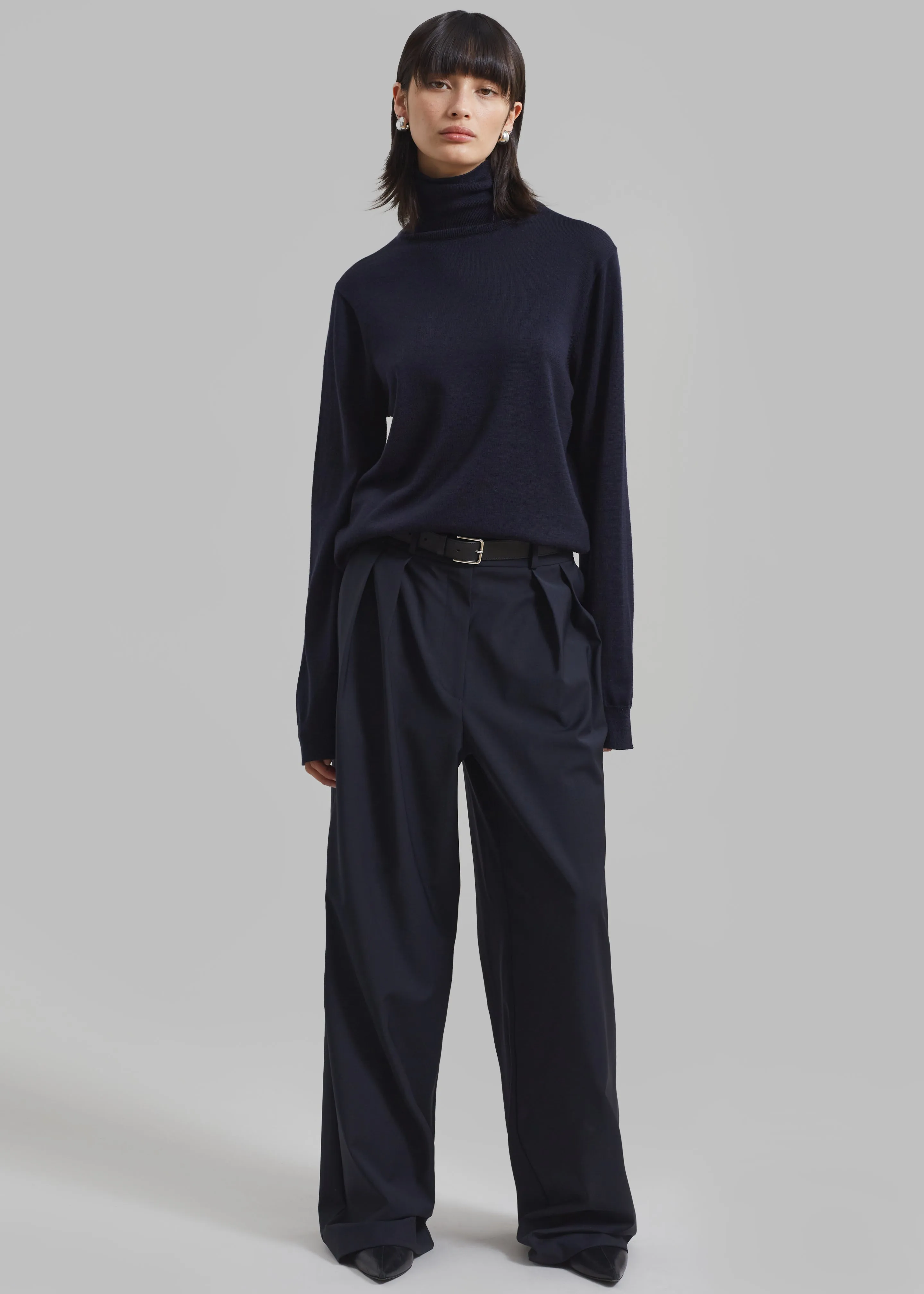 Ripley Pleated Trousers - Navy sold by Frankie Shop