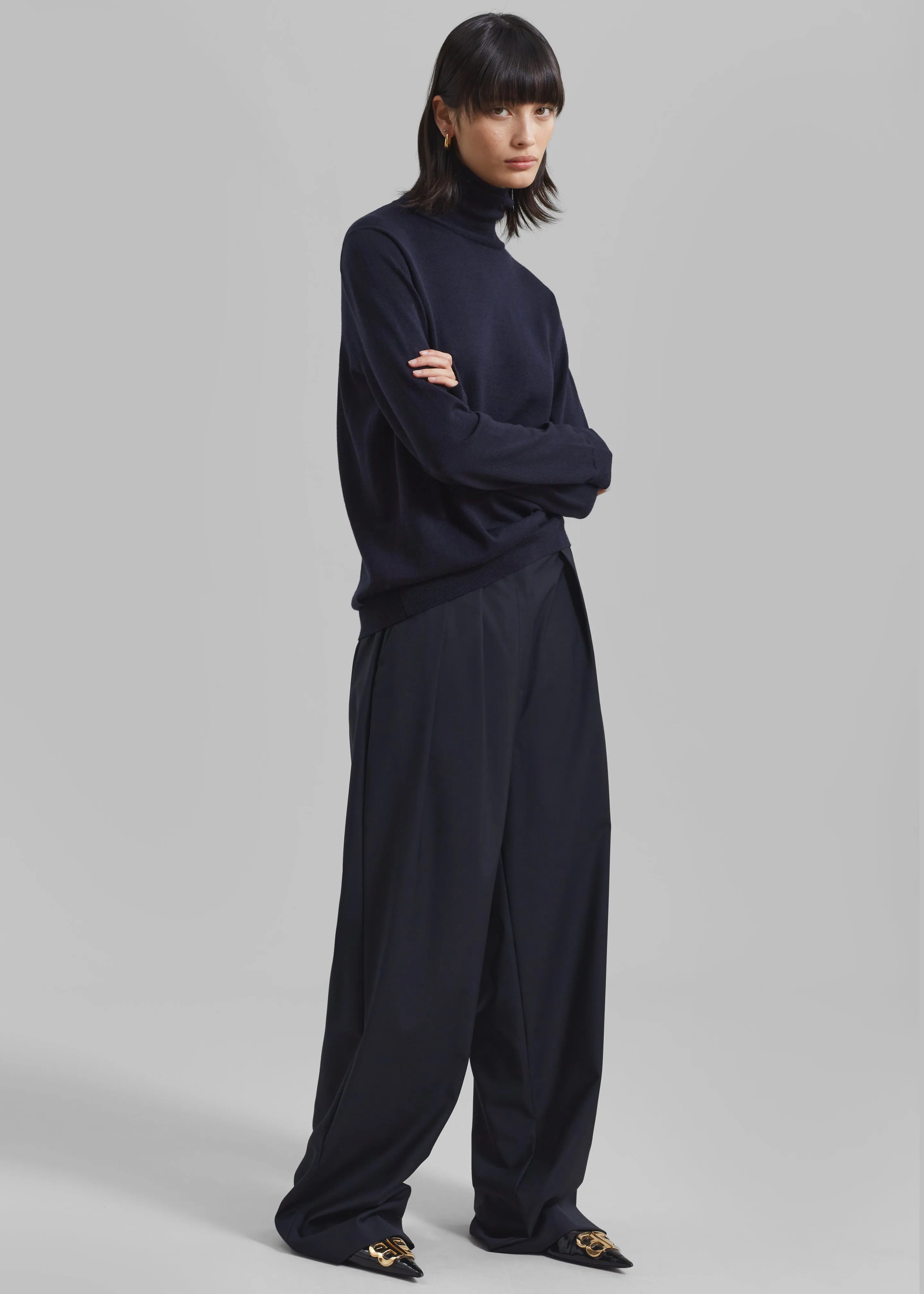 Ripley Pleated Trousers - Navy sold by Frankie Shop product image thumbnail 3