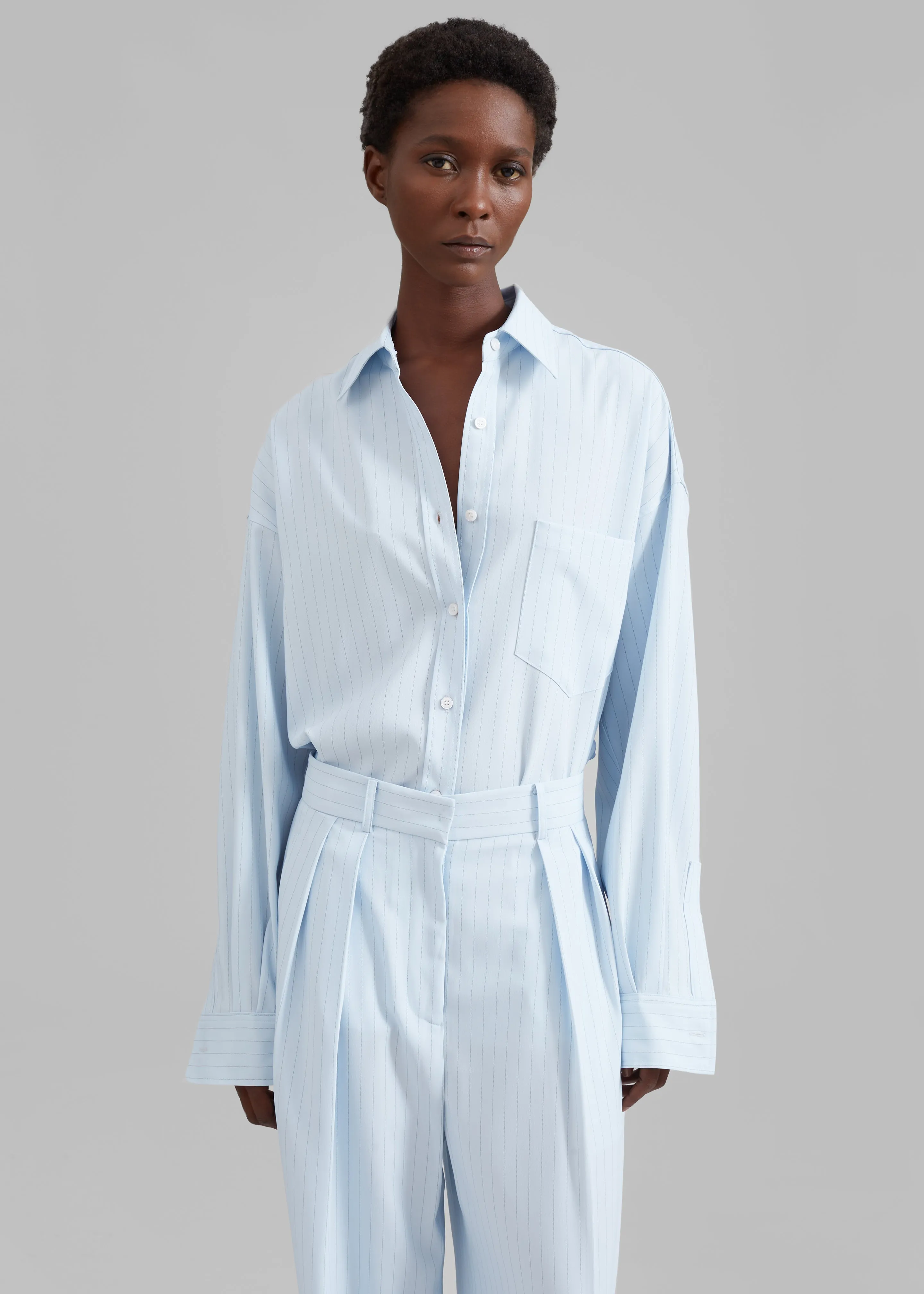 Tansy Fluid Pleated Trousers - Blue Pinstripe sold by Frankie Shop product image thumbnail 4