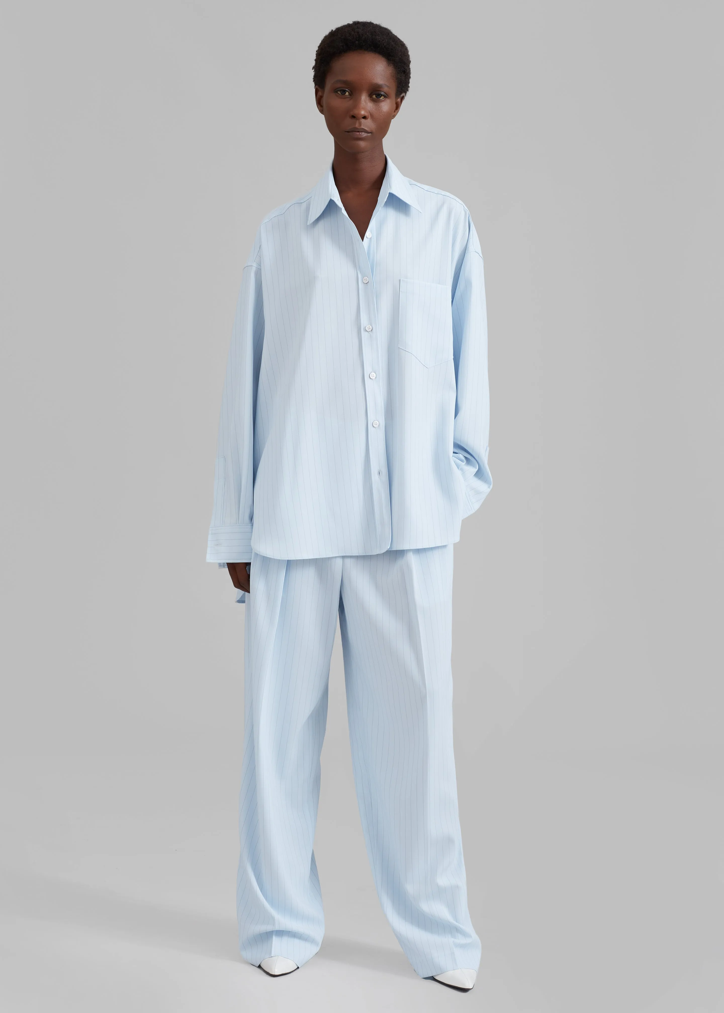 Tansy Fluid Pleated Trousers - Blue Pinstripe sold by Frankie Shop product image thumbnail 5