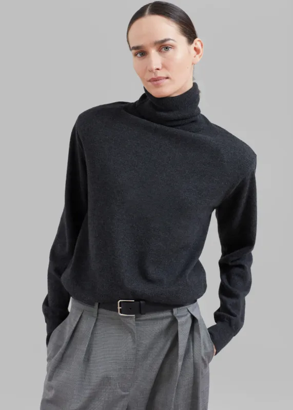 Ines Thin Padded Turtleneck - Charcoal sold by Frankie Shop