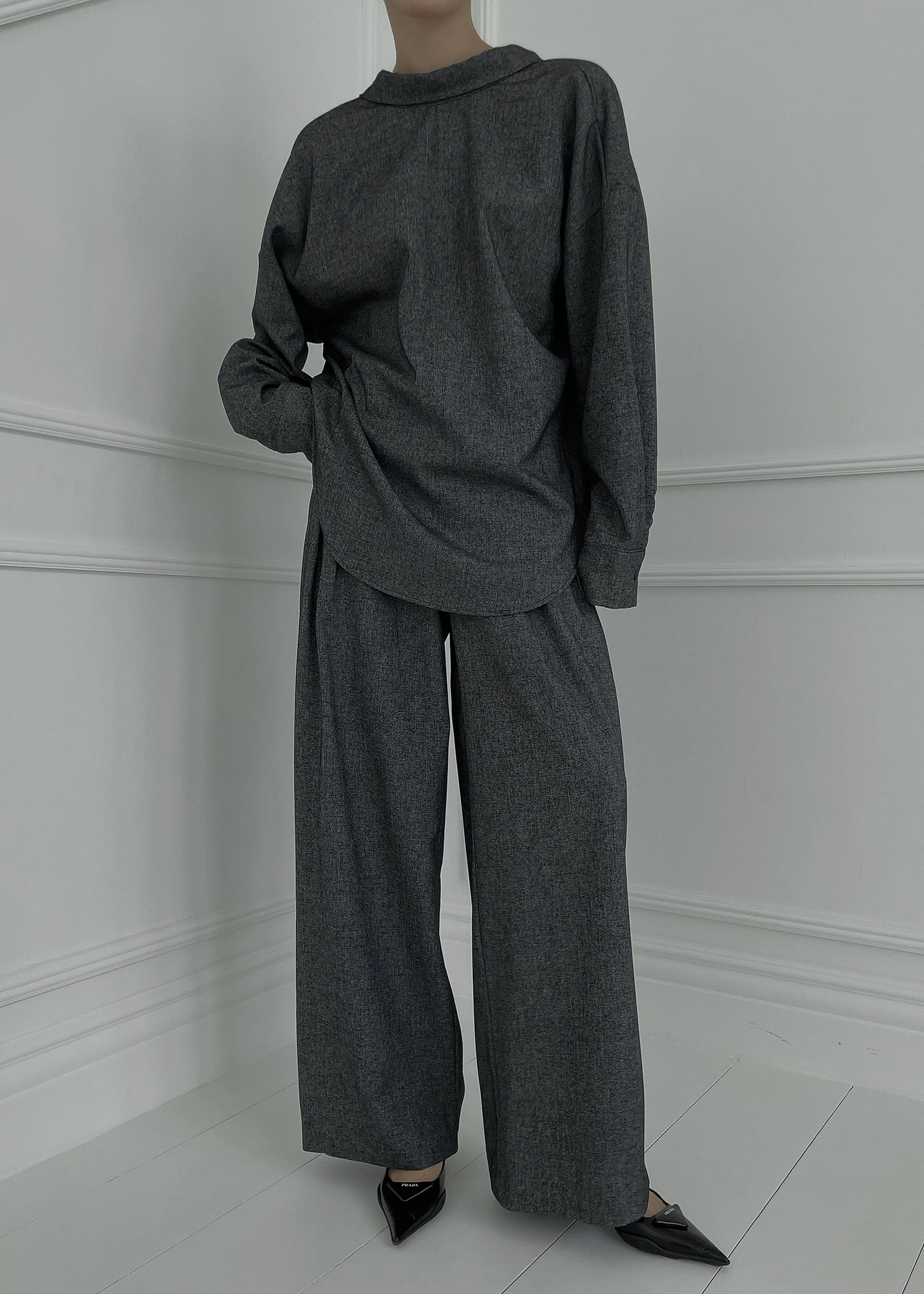 Casey Pleated Trousers - Charcoal sold by Frankie Shop