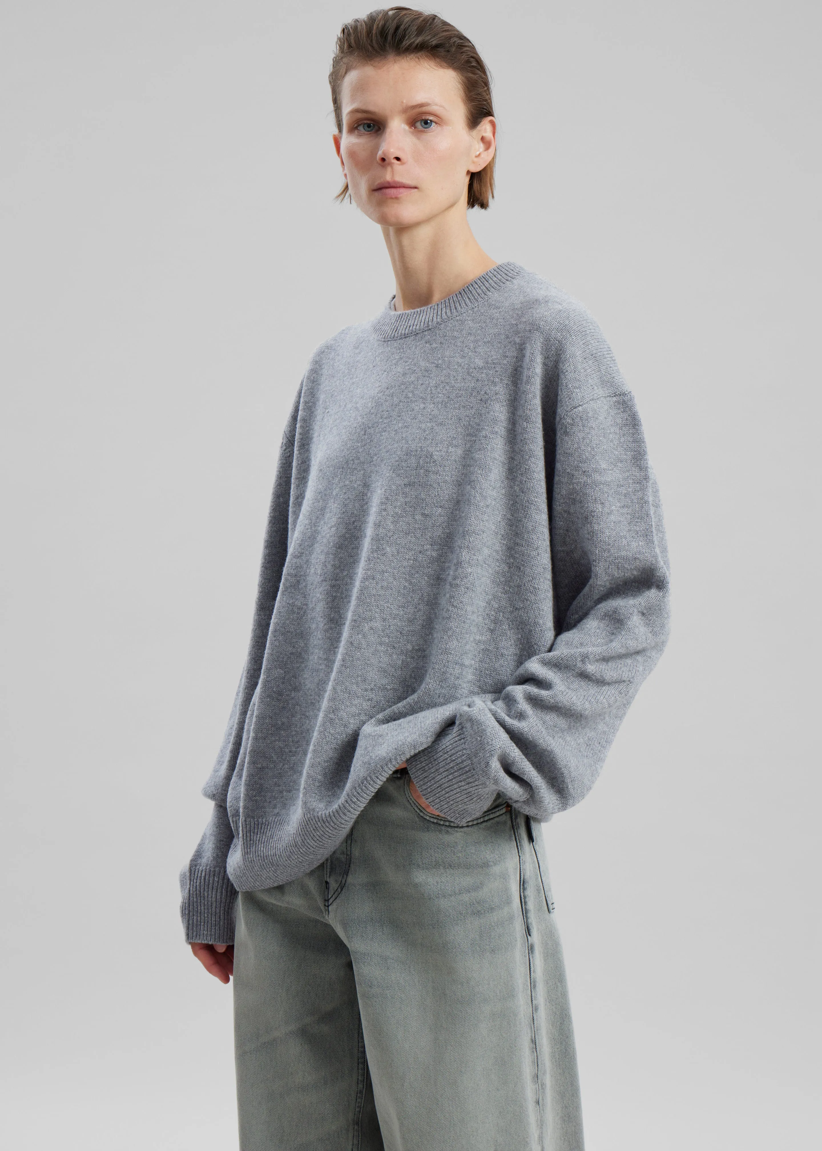 Quinton Crew Neck Sweater - Grey Melange sold by Frankie Shop product image thumbnail 5