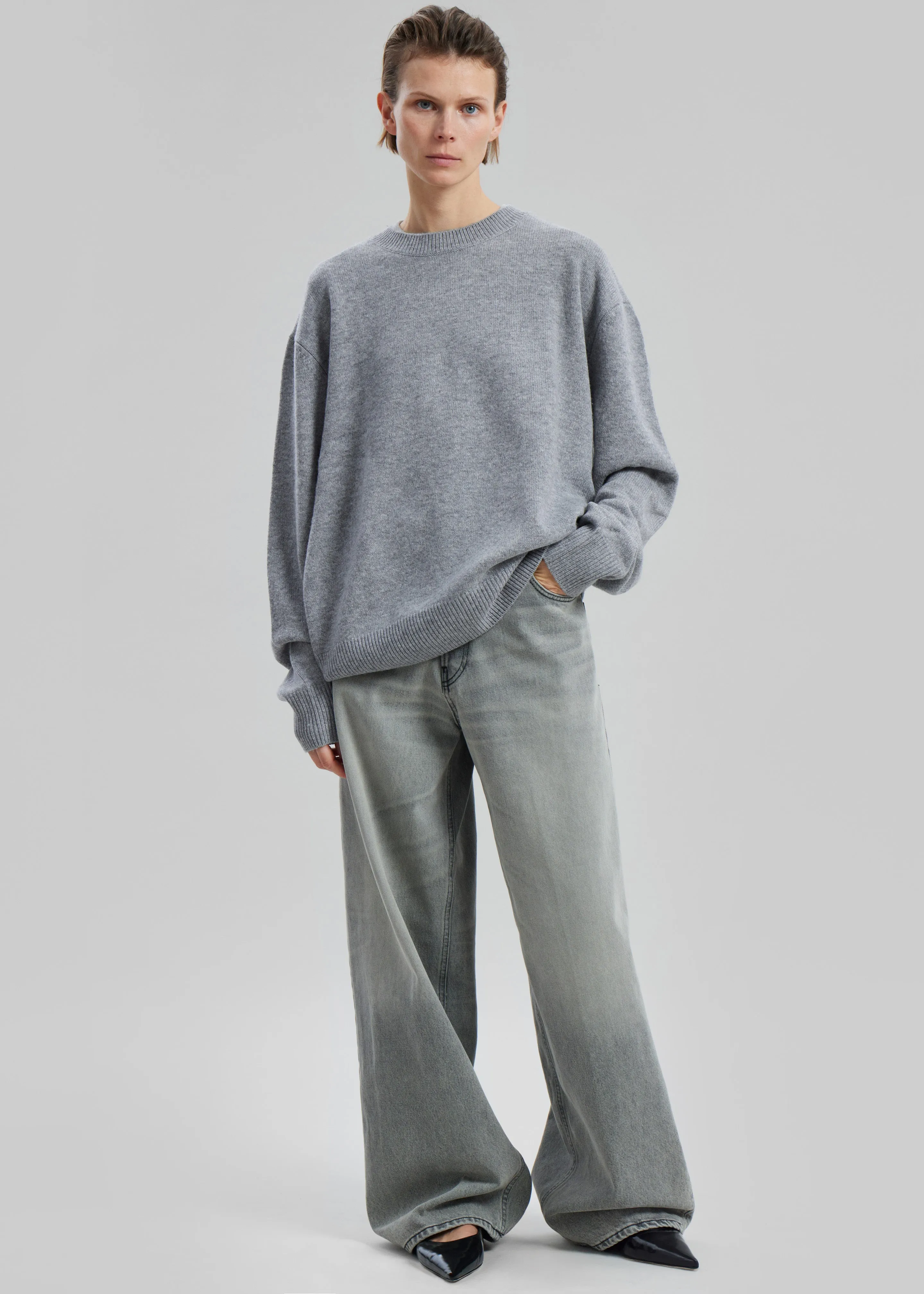 Quinton Crew Neck Sweater - Grey Melange sold by Frankie Shop product image thumbnail 2