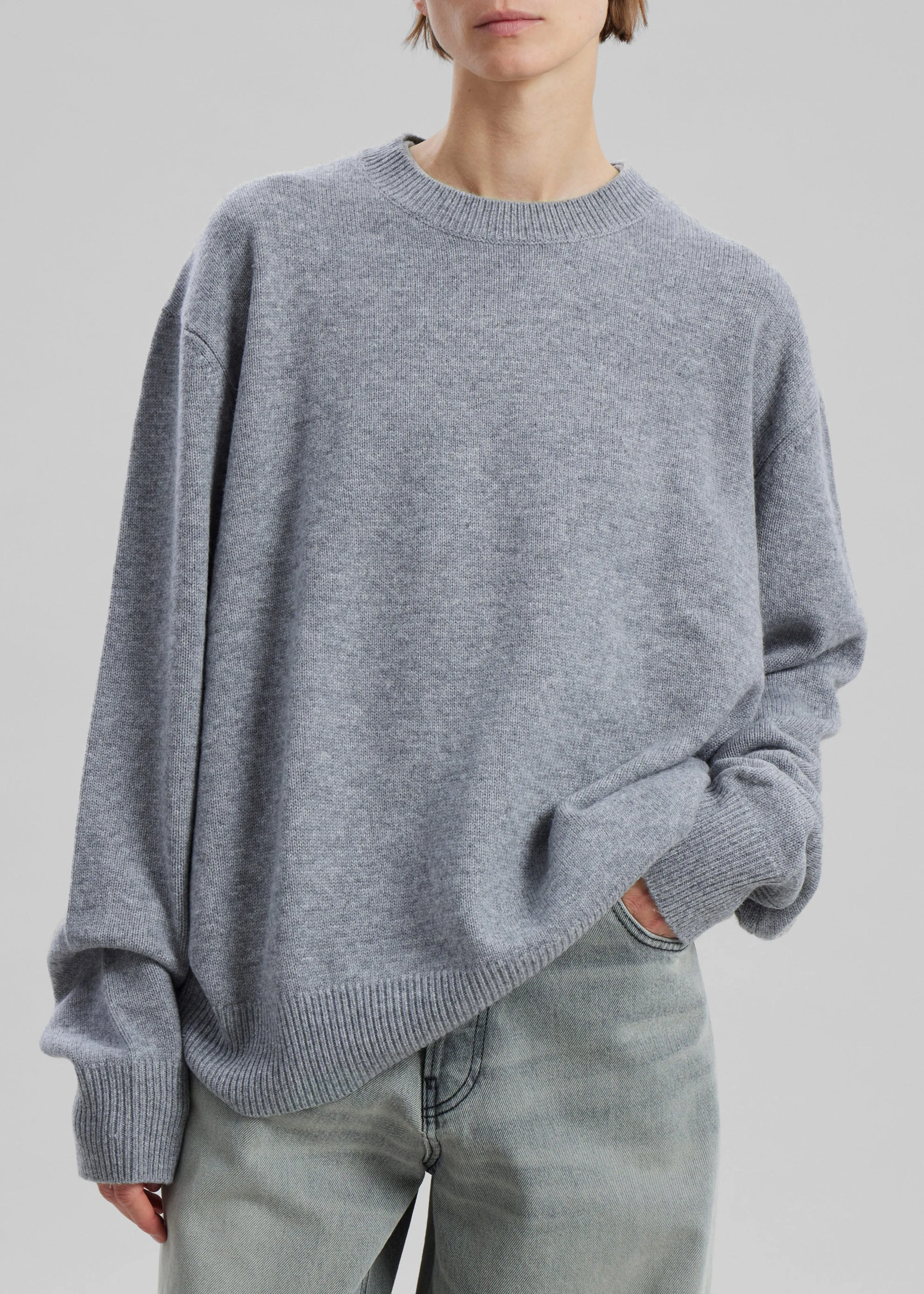 Quinton Crew Neck Sweater - Grey Melange sold by Frankie Shop product image thumbnail 3
