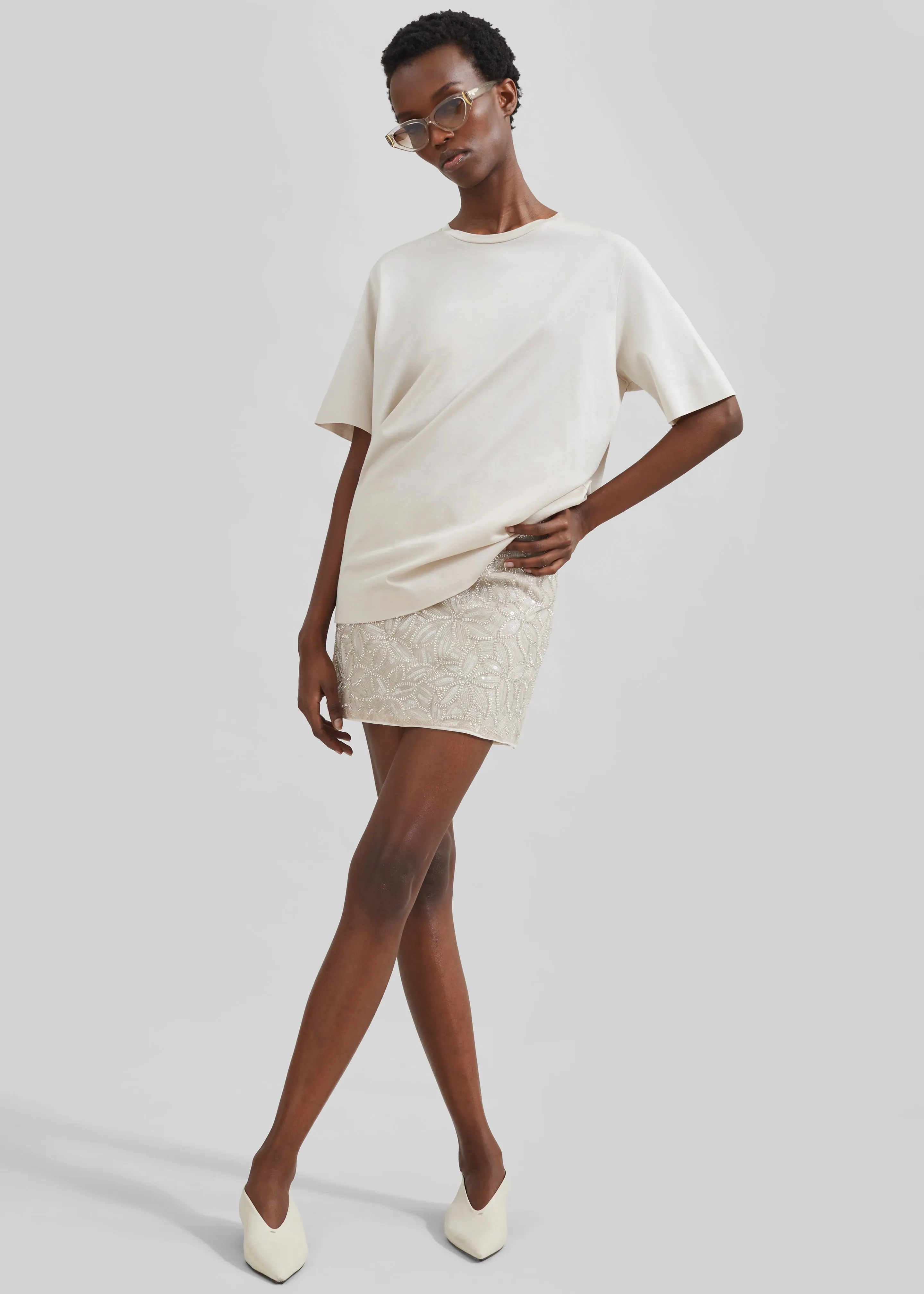 Rotate Sequin Mini Skirt - Silver Birch sold by Frankie Shop