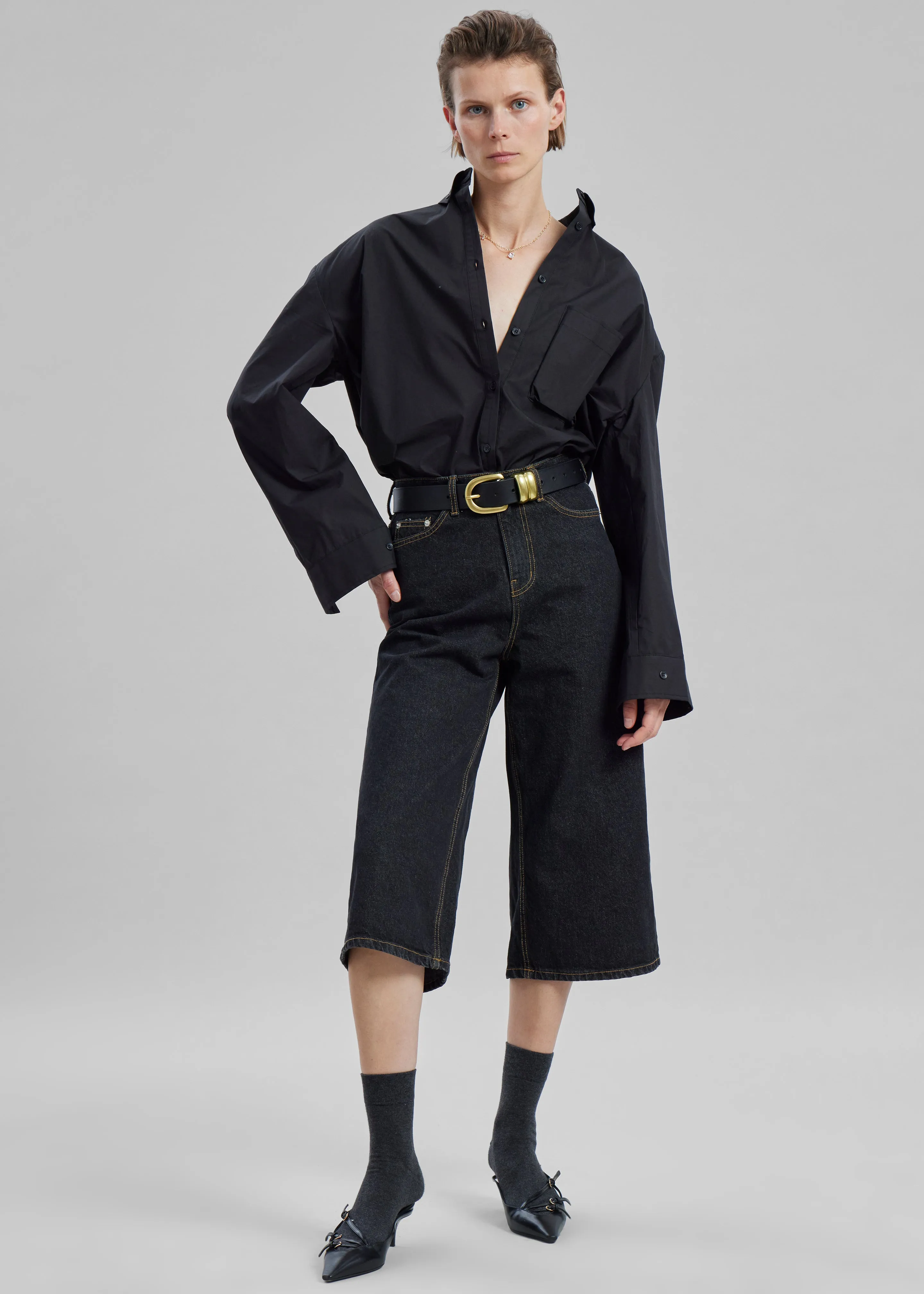 Brenna Padded Button Up Shirt - Black sold by Frankie Shop product image thumbnail 4