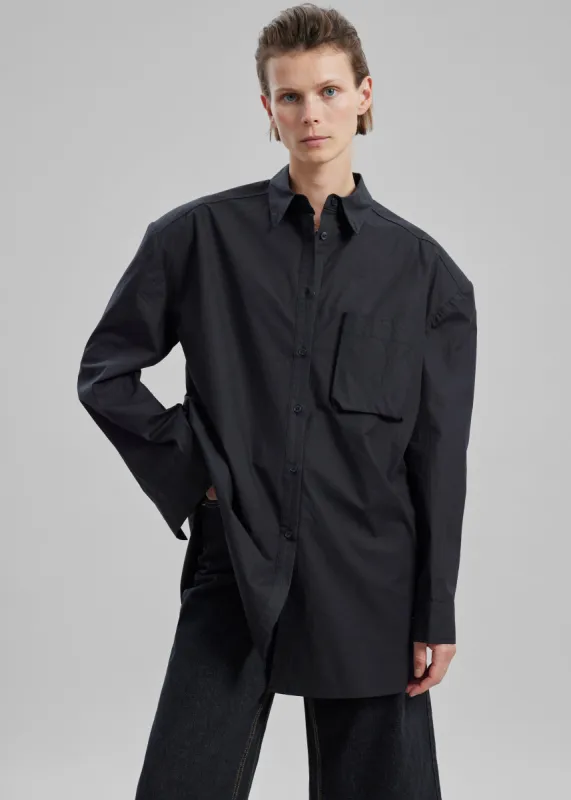 Brenna Padded Button Up Shirt - Black sold by Frankie Shop
