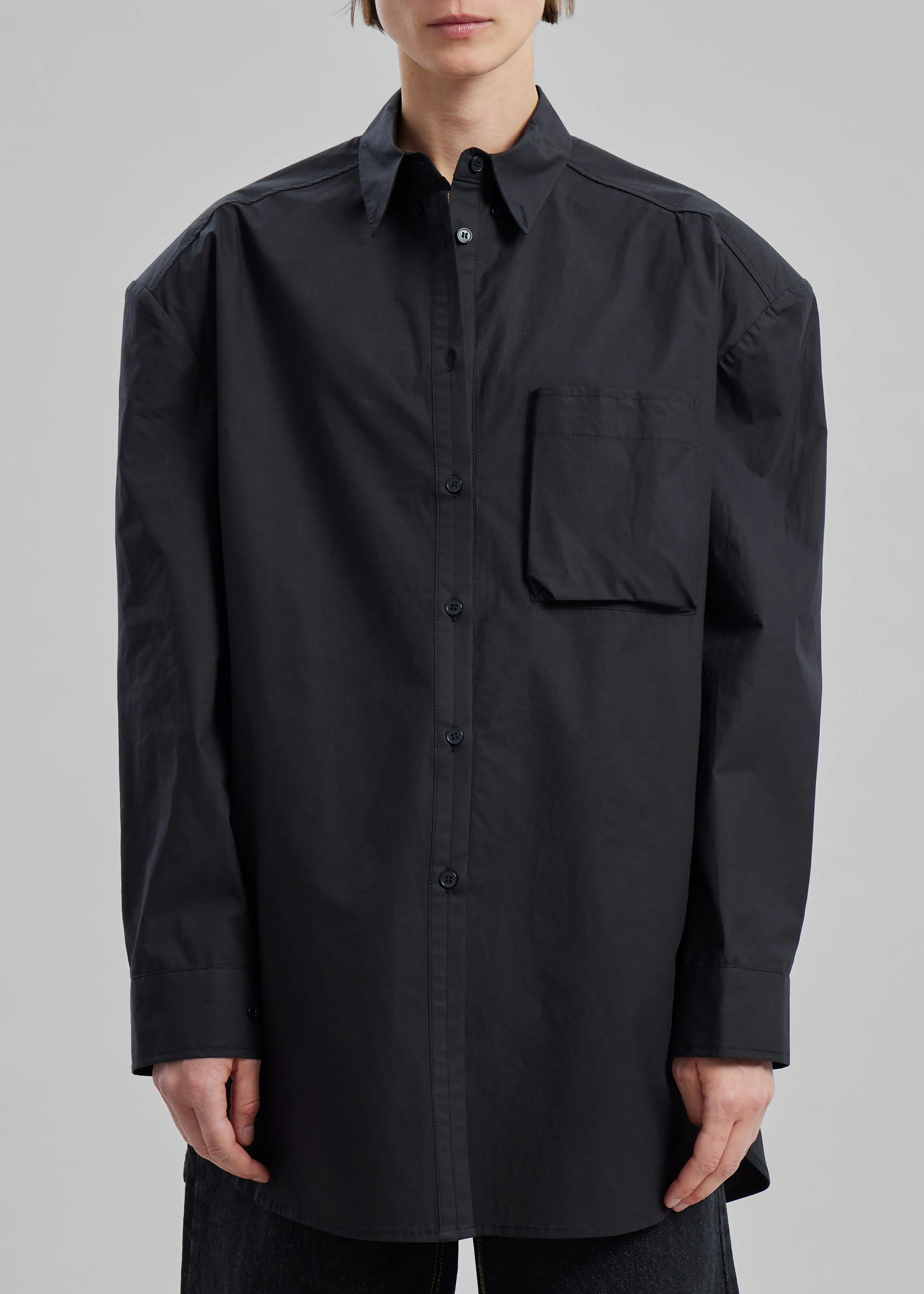 Brenna Padded Button Up Shirt - Black sold by Frankie Shop product image thumbnail 3