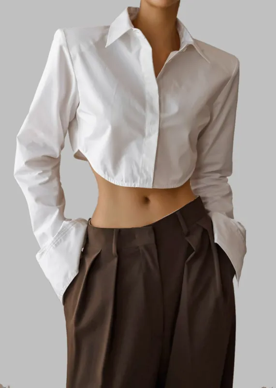 Uma Cropped Shirt - White sold by Frankie Shop
