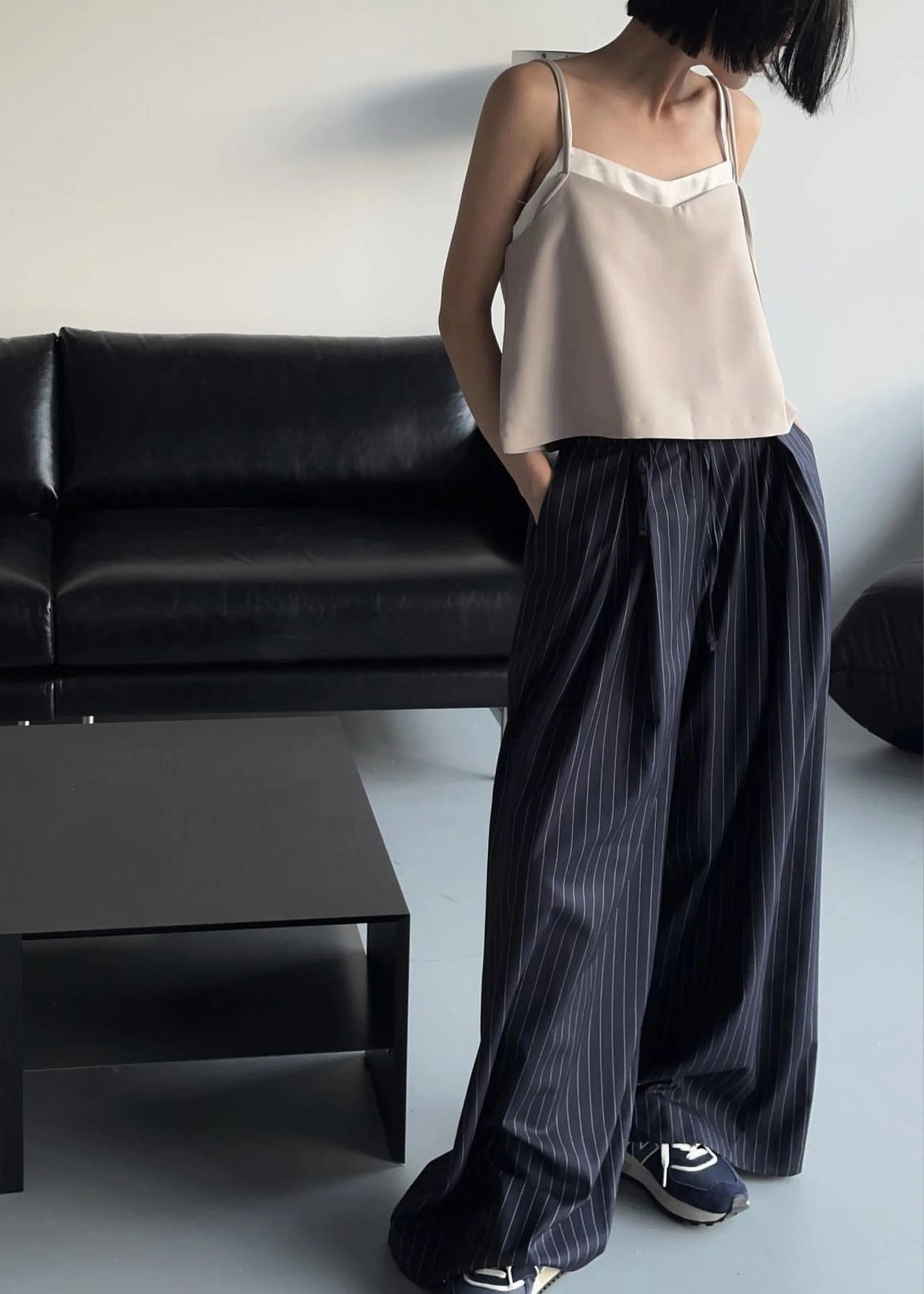 Noor Wide Pants - Navy Pinstripe sold by Frankie Shop product image thumbnail 5