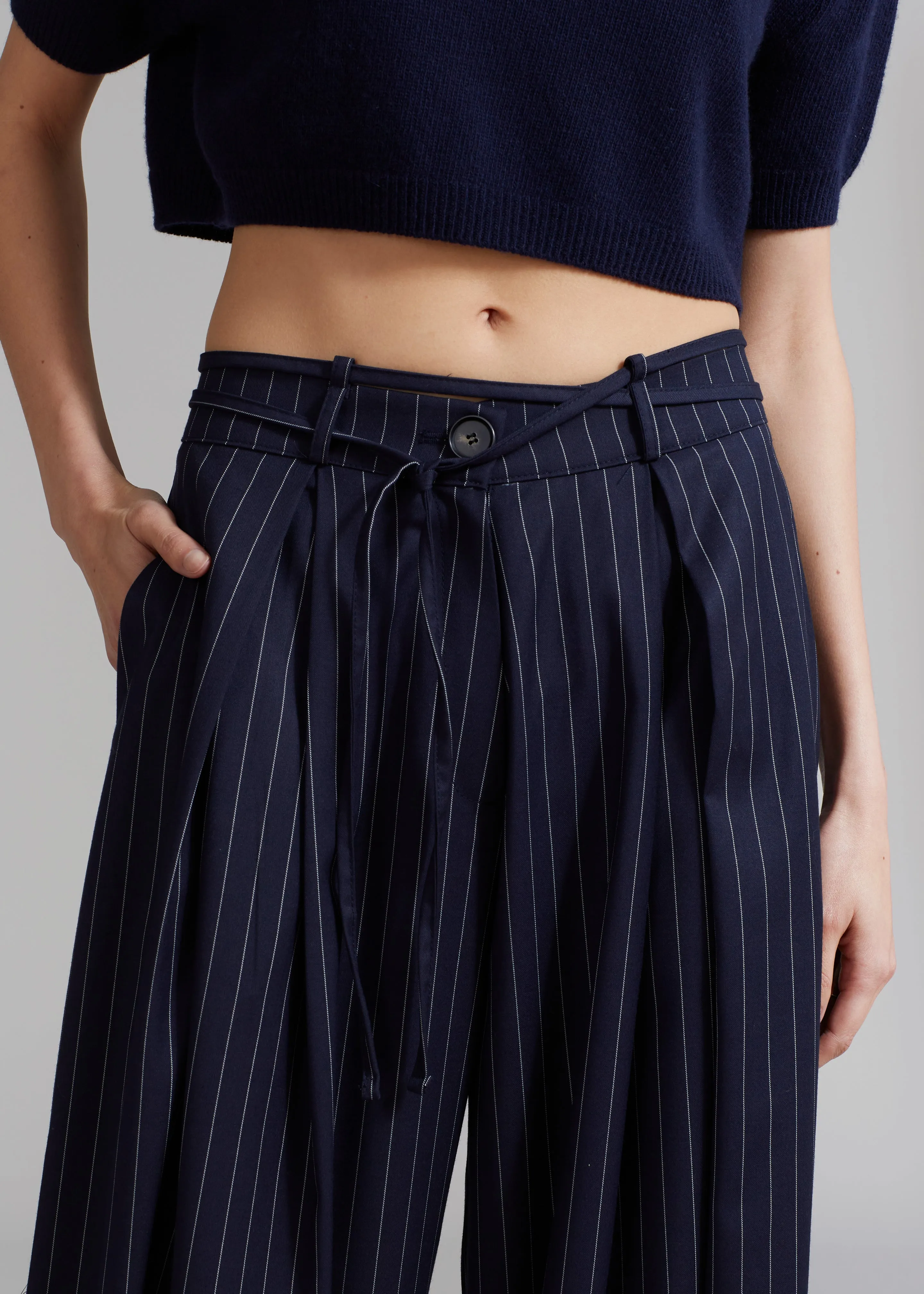Noor Wide Pants - Navy Pinstripe sold by Frankie Shop product image thumbnail 2