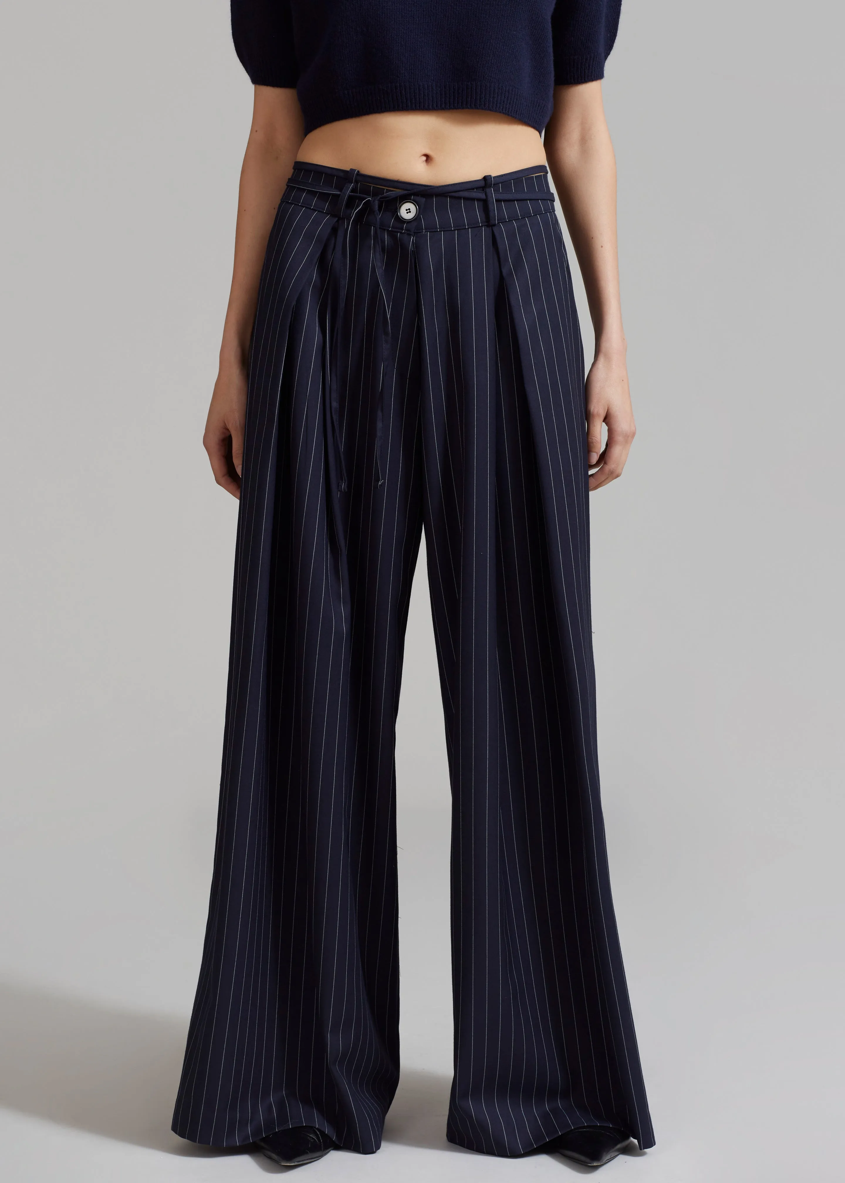 Noor Wide Pants - Navy Pinstripe sold by Frankie Shop product image thumbnail 4