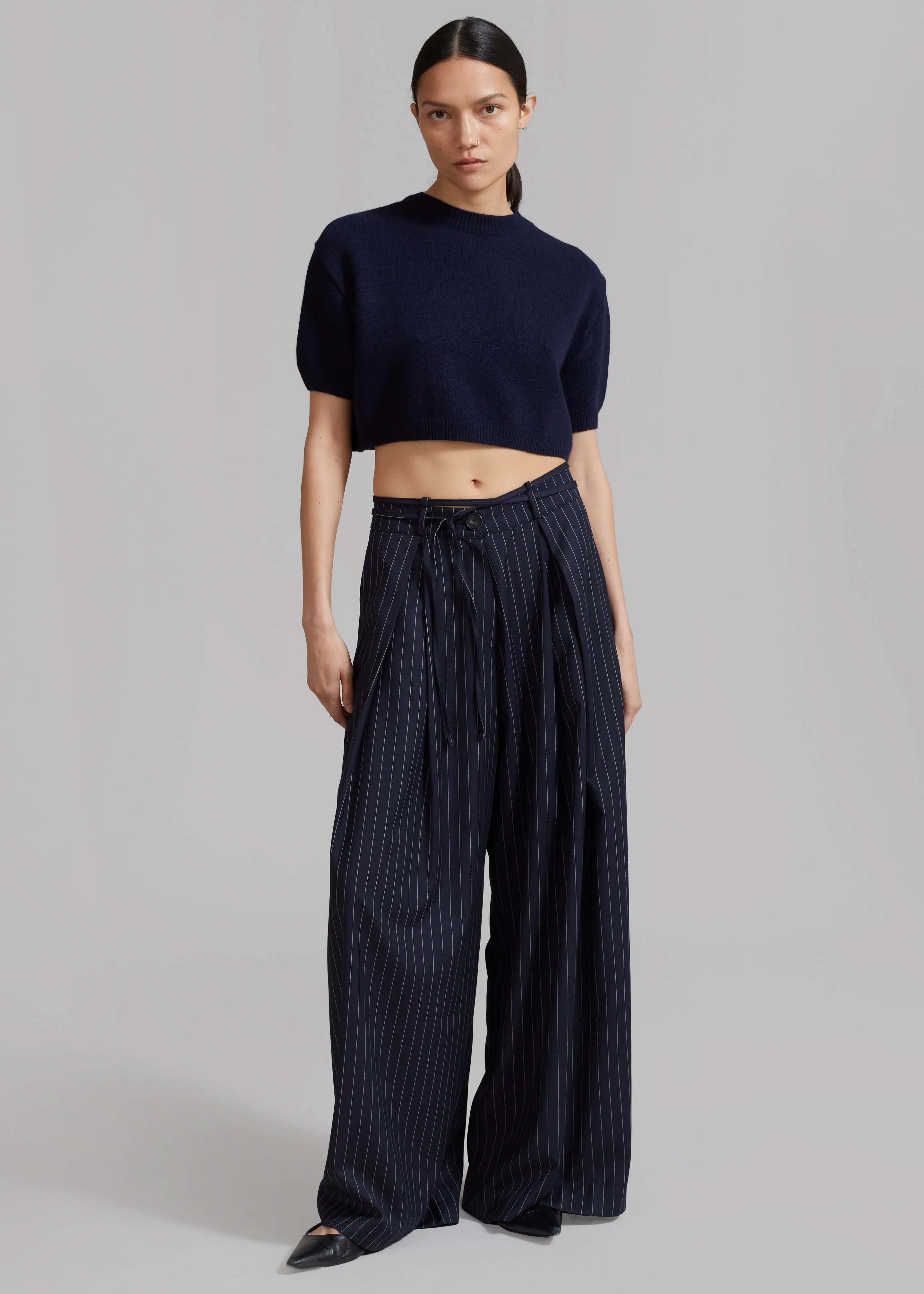 Noor Wide Pants - Navy Pinstripe sold by Frankie Shop product image thumbnail 3
