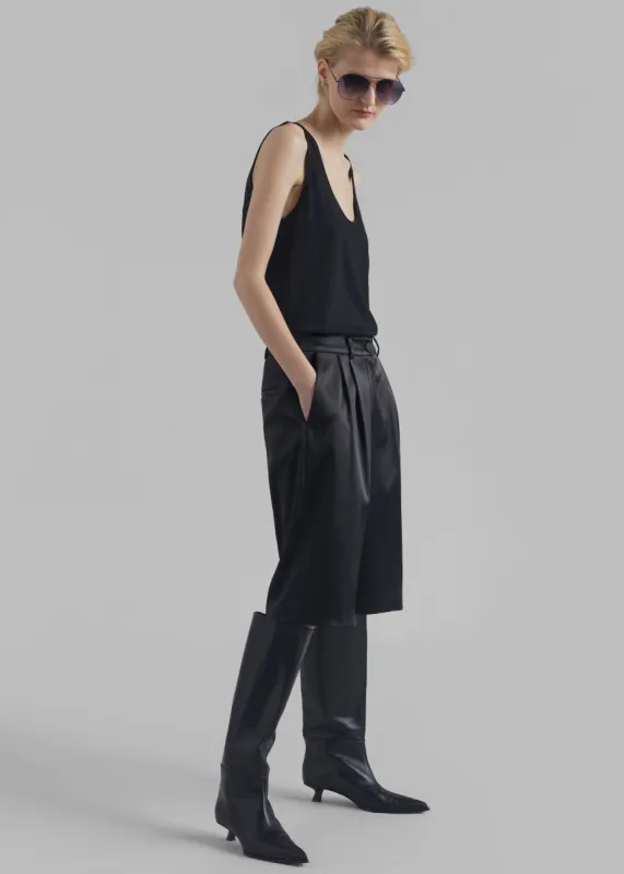 Vienna Satin Bermuda Shorts - Black sold by Frankie Shop