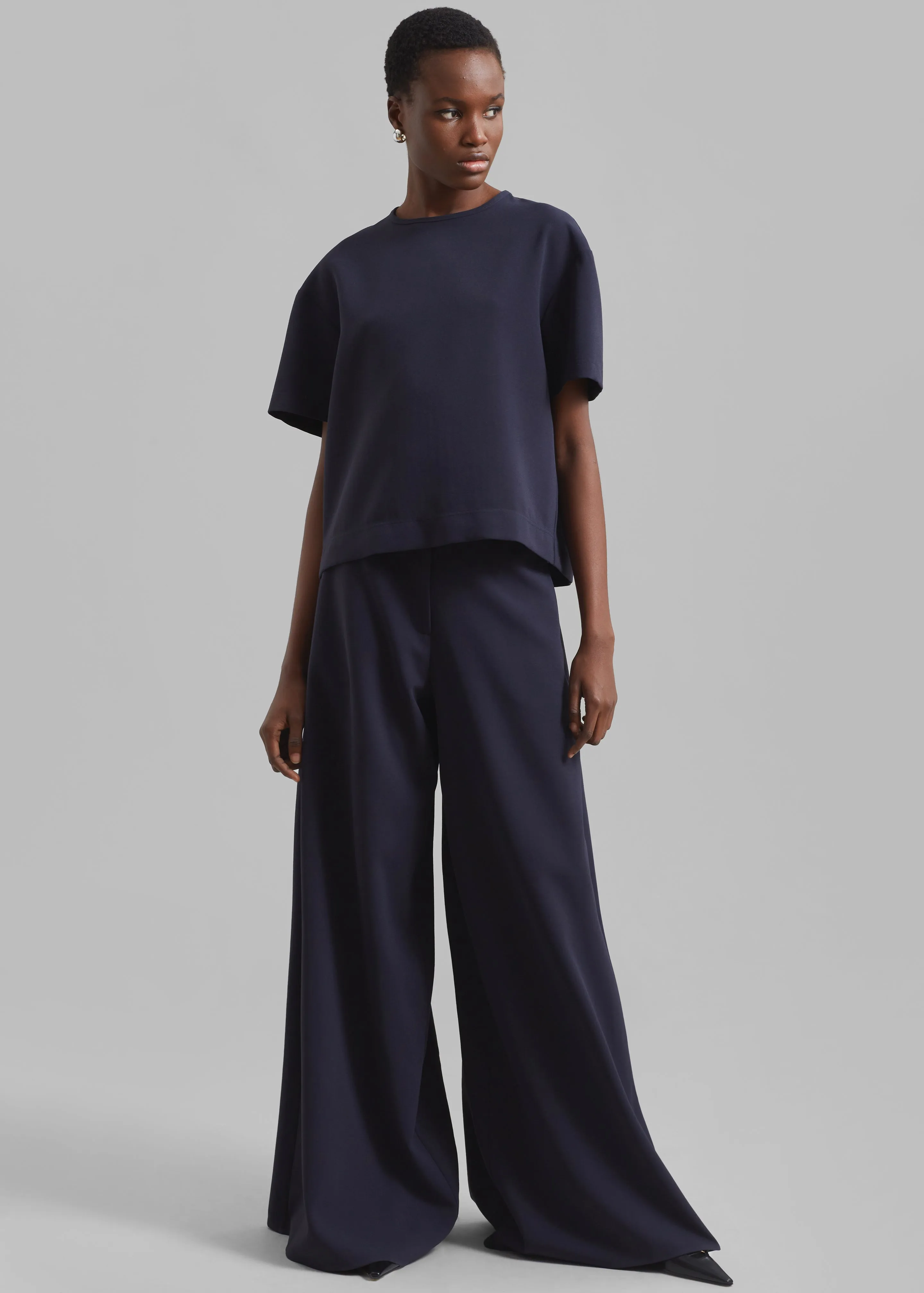 Sierra Wide Leg Trousers - Navy sold by Frankie Shop