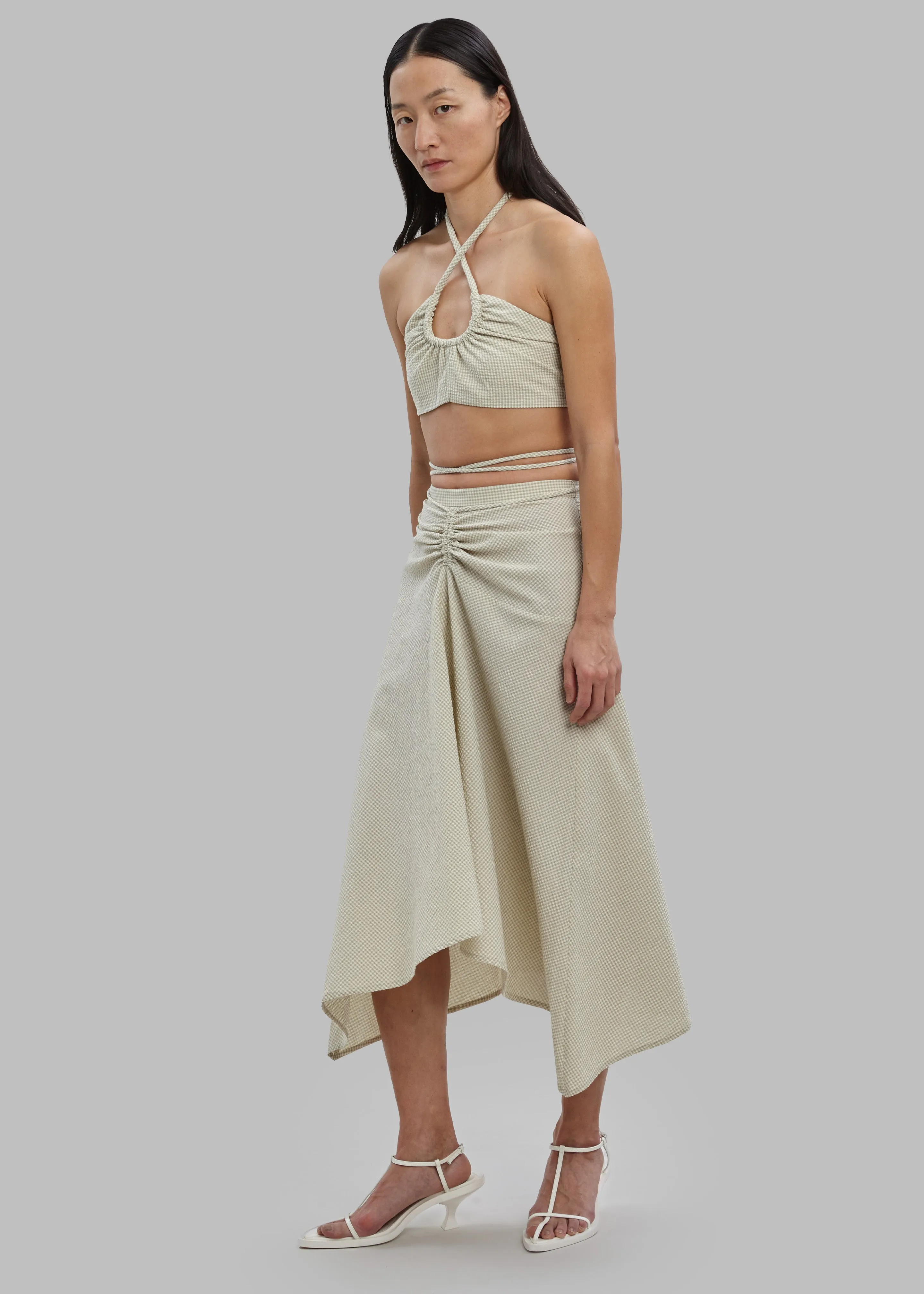 Proenza Schouler White Label Gingham Tie Front Midi Skirt - Buttercream/Fawn sold by Frankie Shop product image thumbnail 3