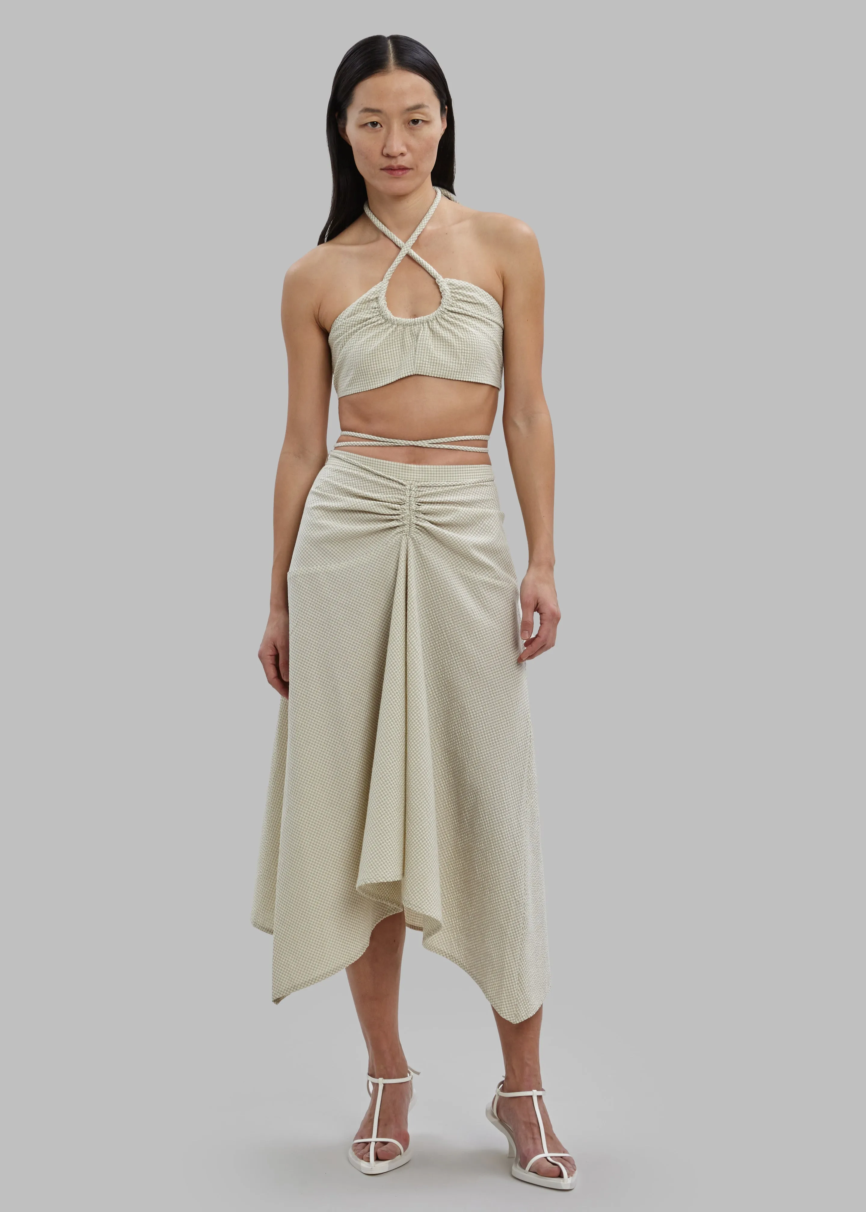 Proenza Schouler White Label Gingham Tie Front Midi Skirt - Buttercream/Fawn sold by Frankie Shop product image thumbnail 2