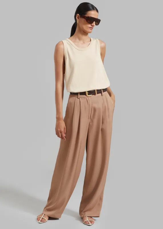 By Malene Birger Piscali Mid-Rise Pants - Tobacco Brown sold by Frankie Shop