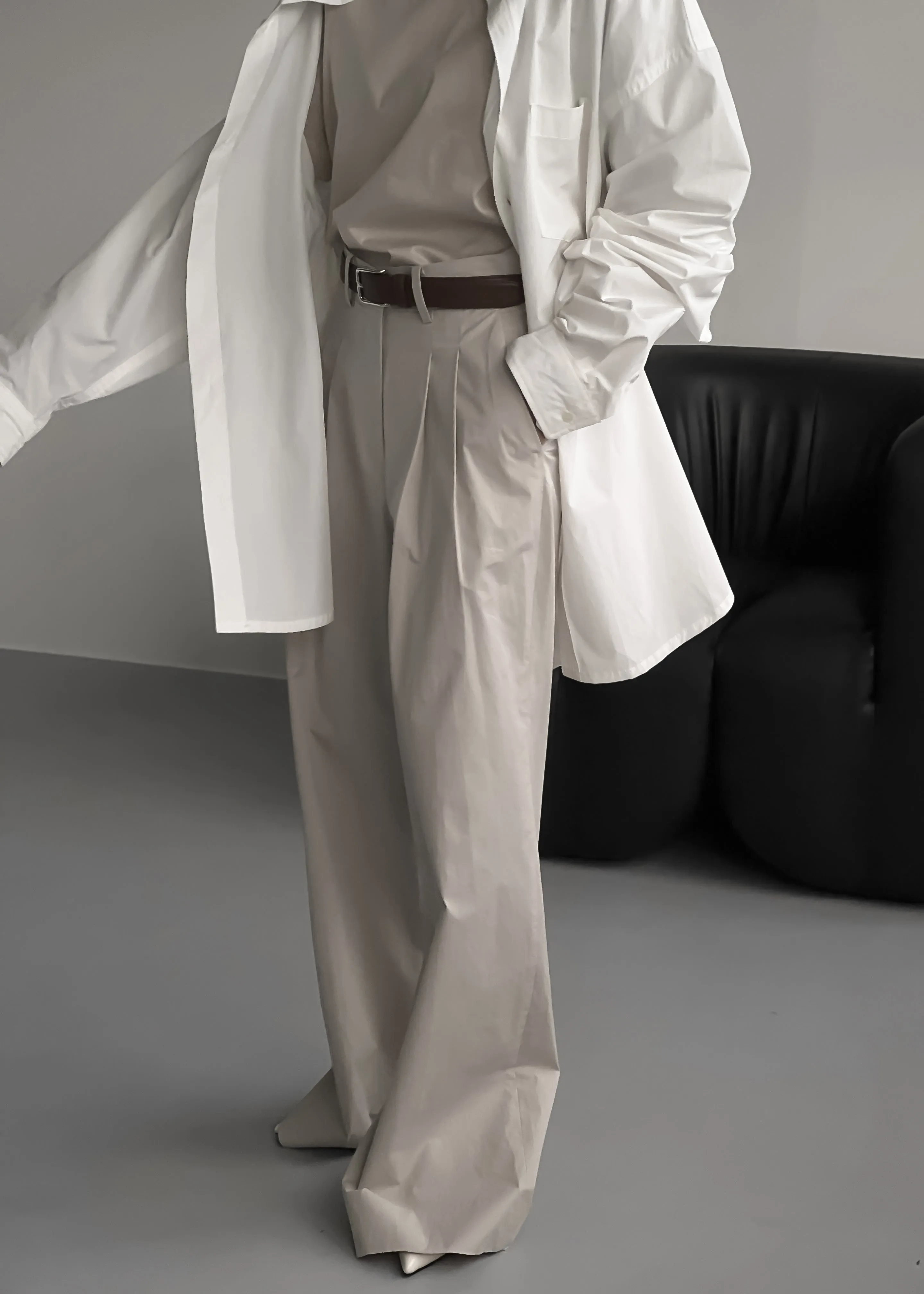 Jayden Wide Pants - Taupe sold by Frankie Shop