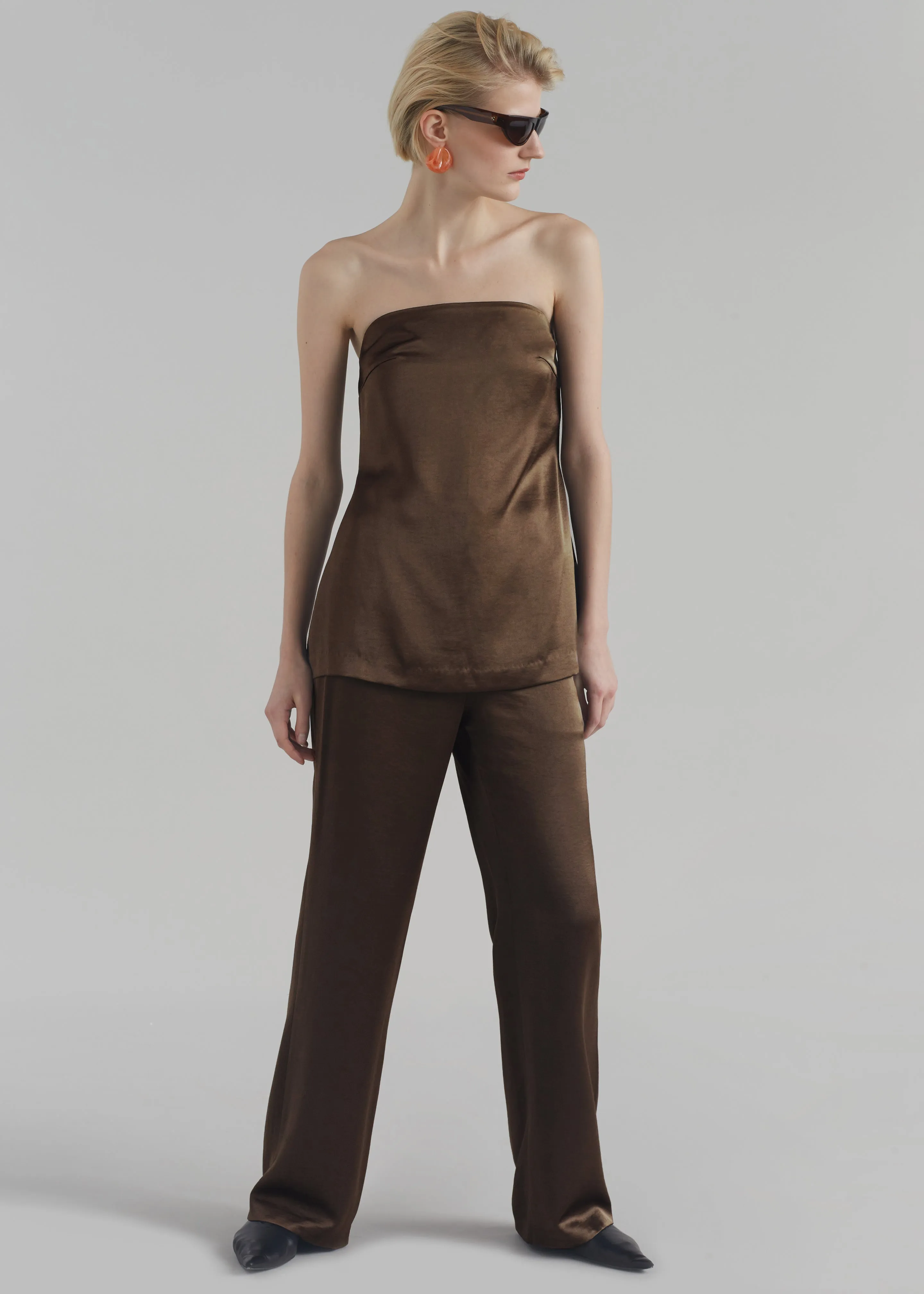 Kit Satin Strapless Top - Brown sold by Frankie Shop product image thumbnail 4