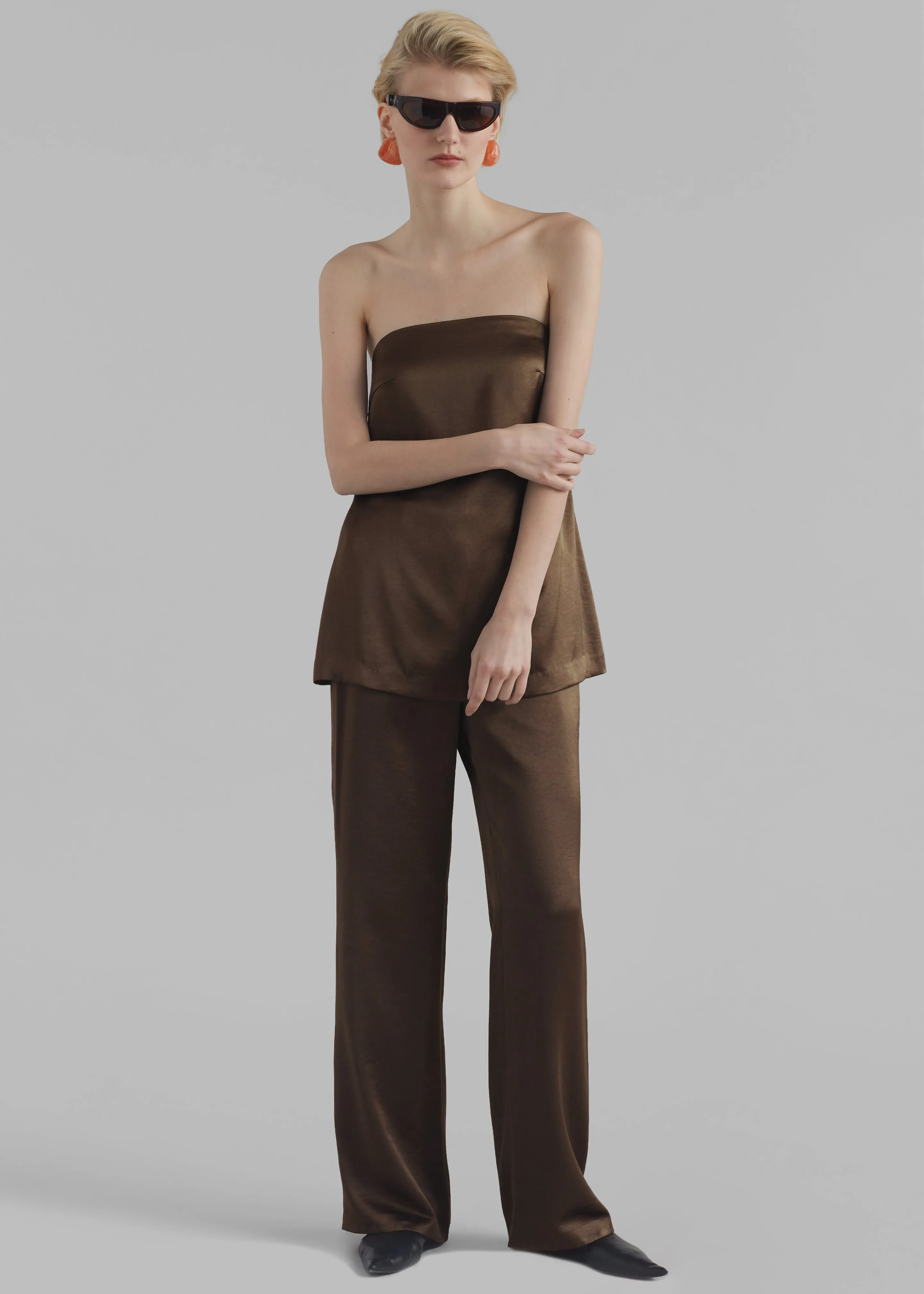 Kit Satin Strapless Top - Brown sold by Frankie Shop product image thumbnail 2