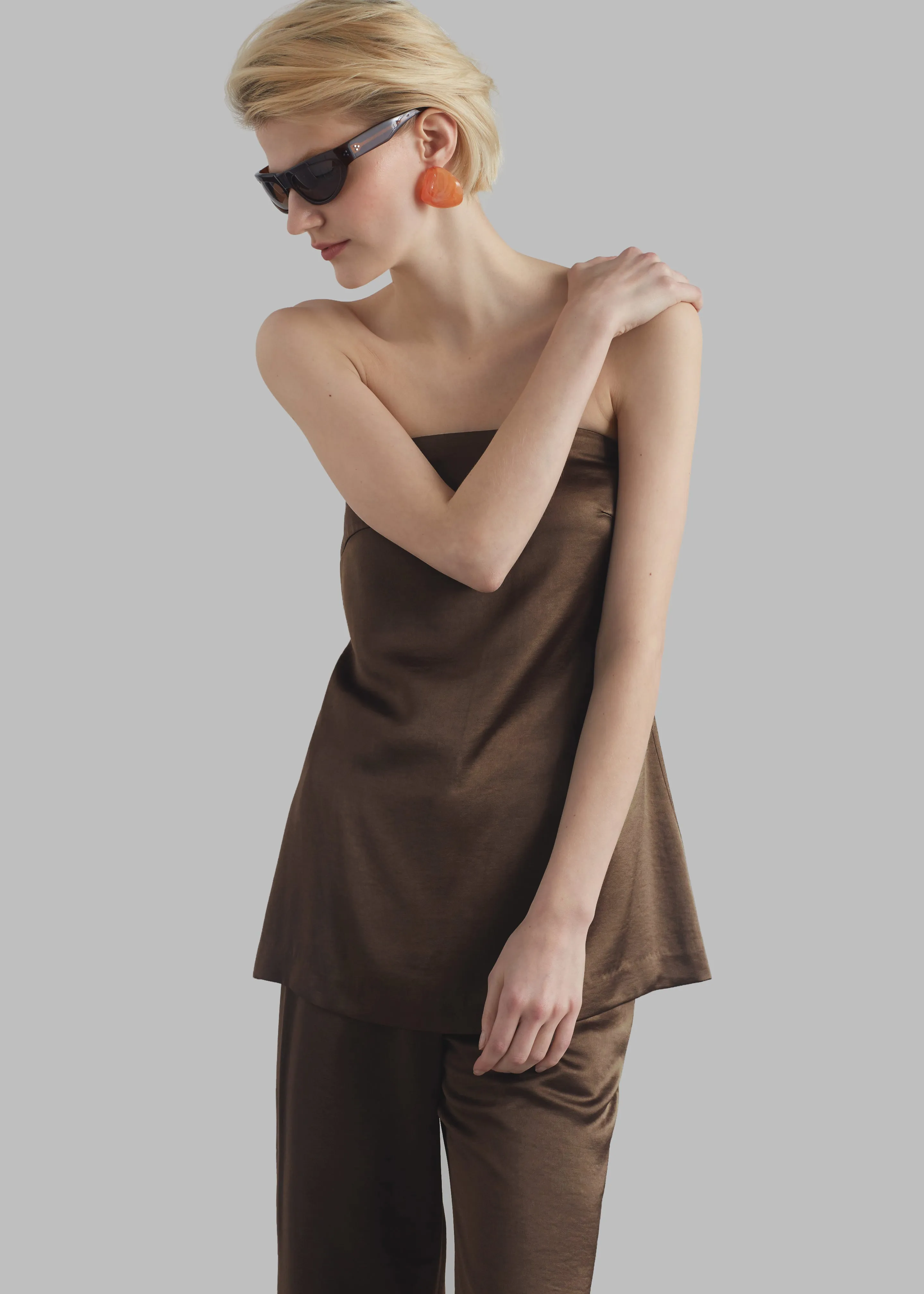 Kit Satin Strapless Top - Brown sold by Frankie Shop product image thumbnail 5
