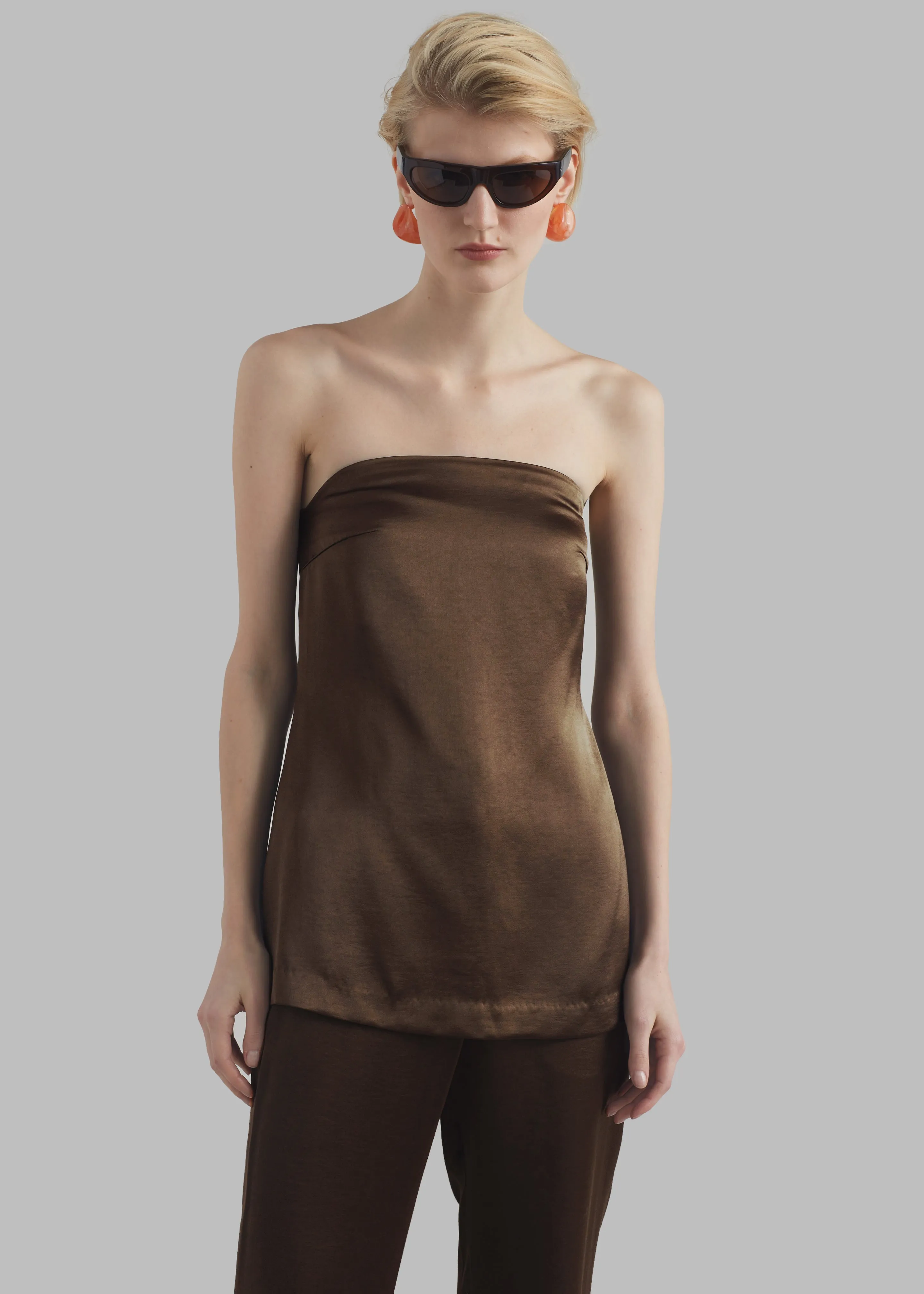 Kit Satin Strapless Top - Brown sold by Frankie Shop product image thumbnail 3
