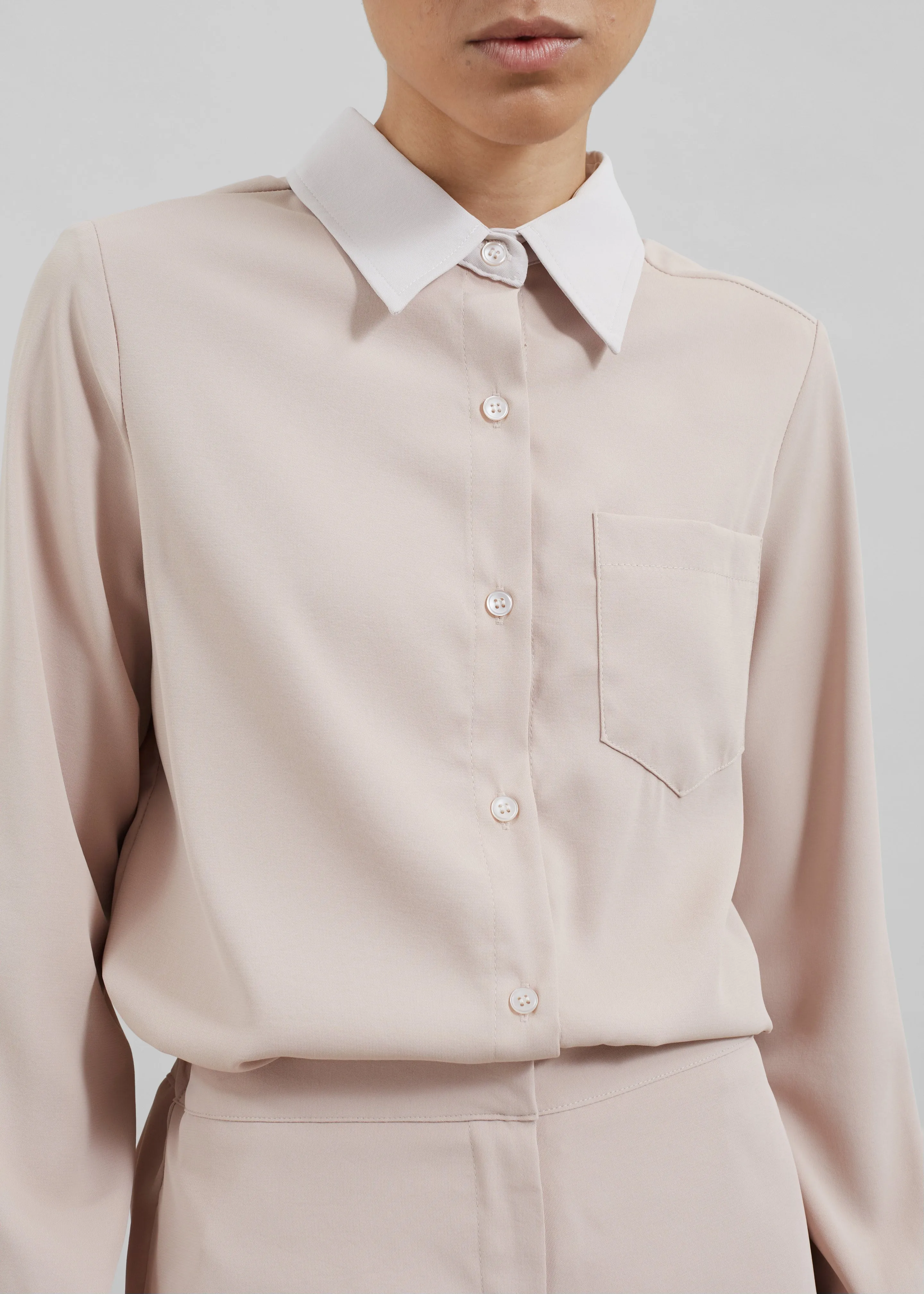 Robyn Button Up Romper - Beige sold by Frankie Shop product image thumbnail 4