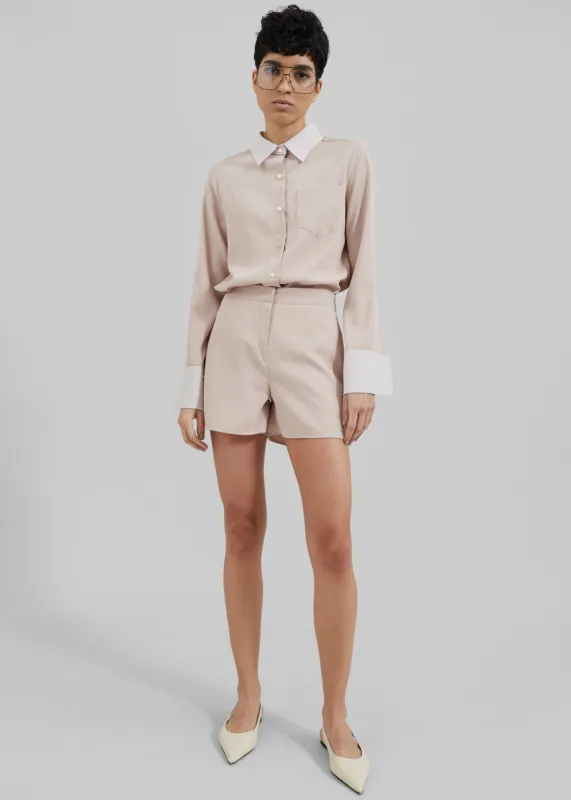 Robyn Button Up Romper - Beige sold by Frankie Shop