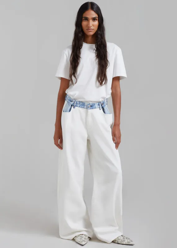 Hayla Contrast Denim Pants - Off White/Blue sold by Frankie Shop