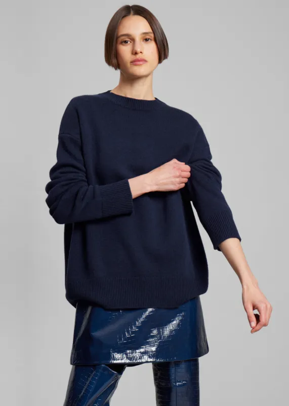 Rafaela Padded Knit Sweater - Navy sold by Frankie Shop