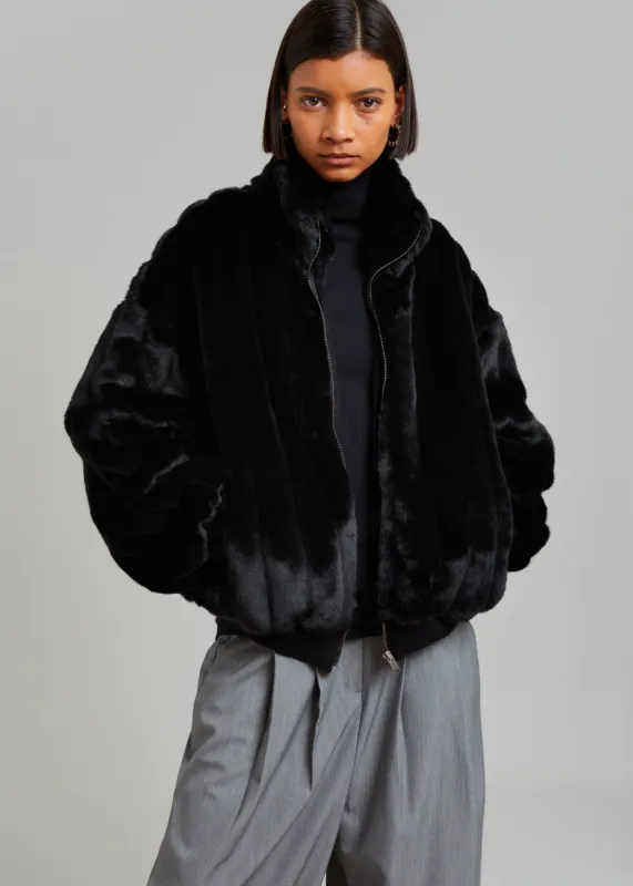 Lea Faux Fur Jacket - Black made by Frankie Shop