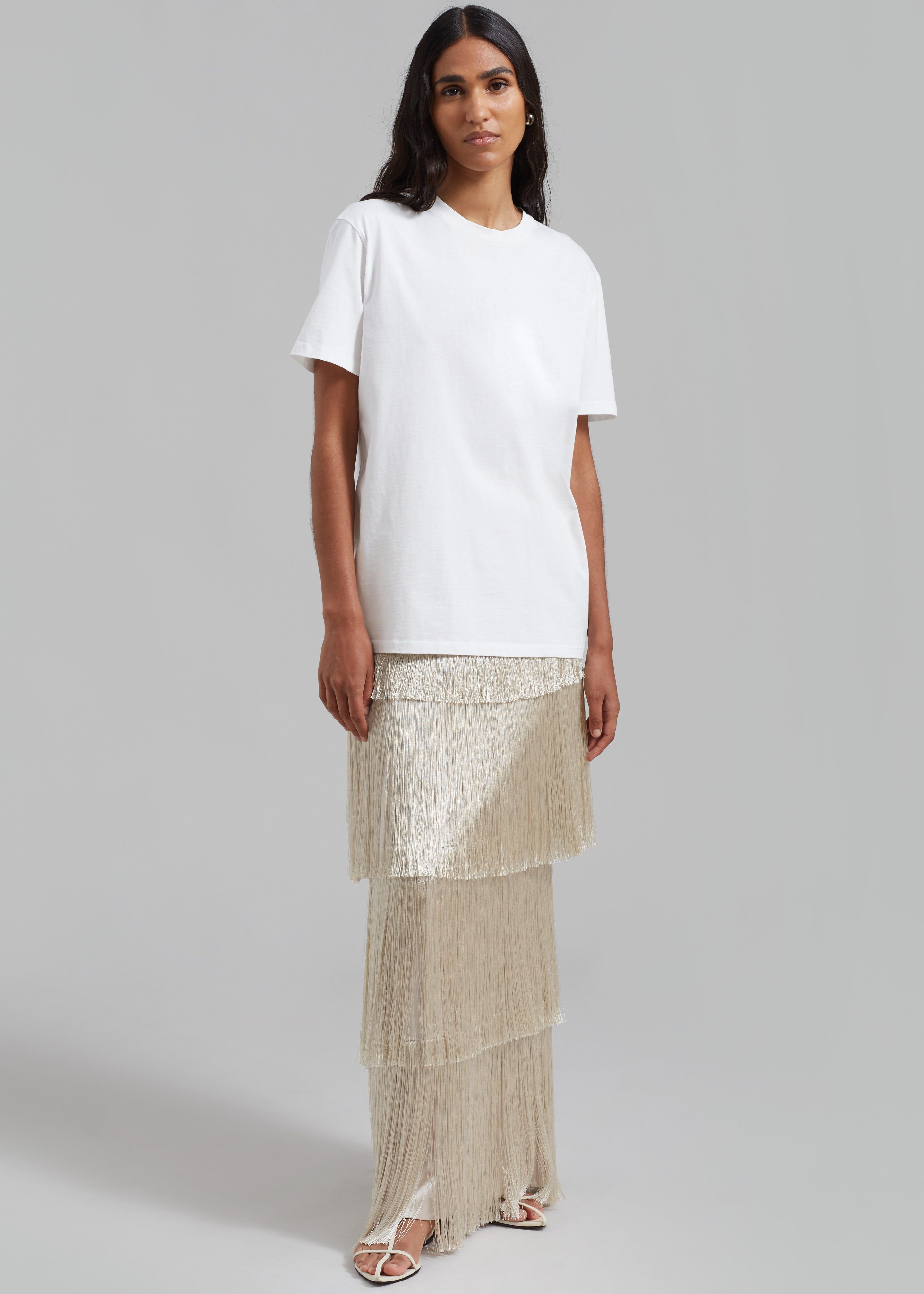 Esse Studios Mono Fringe Skirt - Oyster sold by Frankie Shop