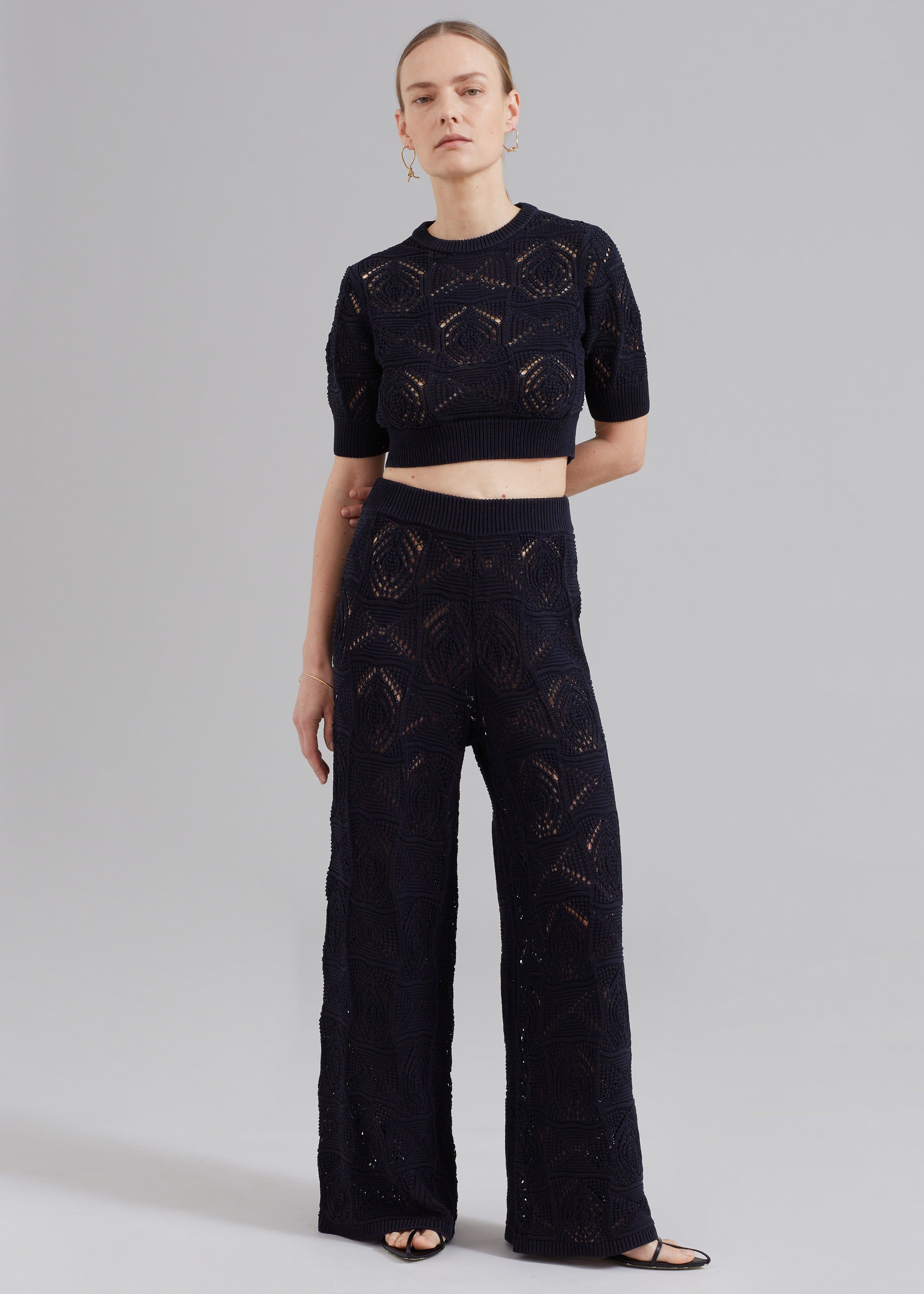 Loulou Studio Jaro Crochet Cropped Top - Black sold by Frankie Shop product image thumbnail 3