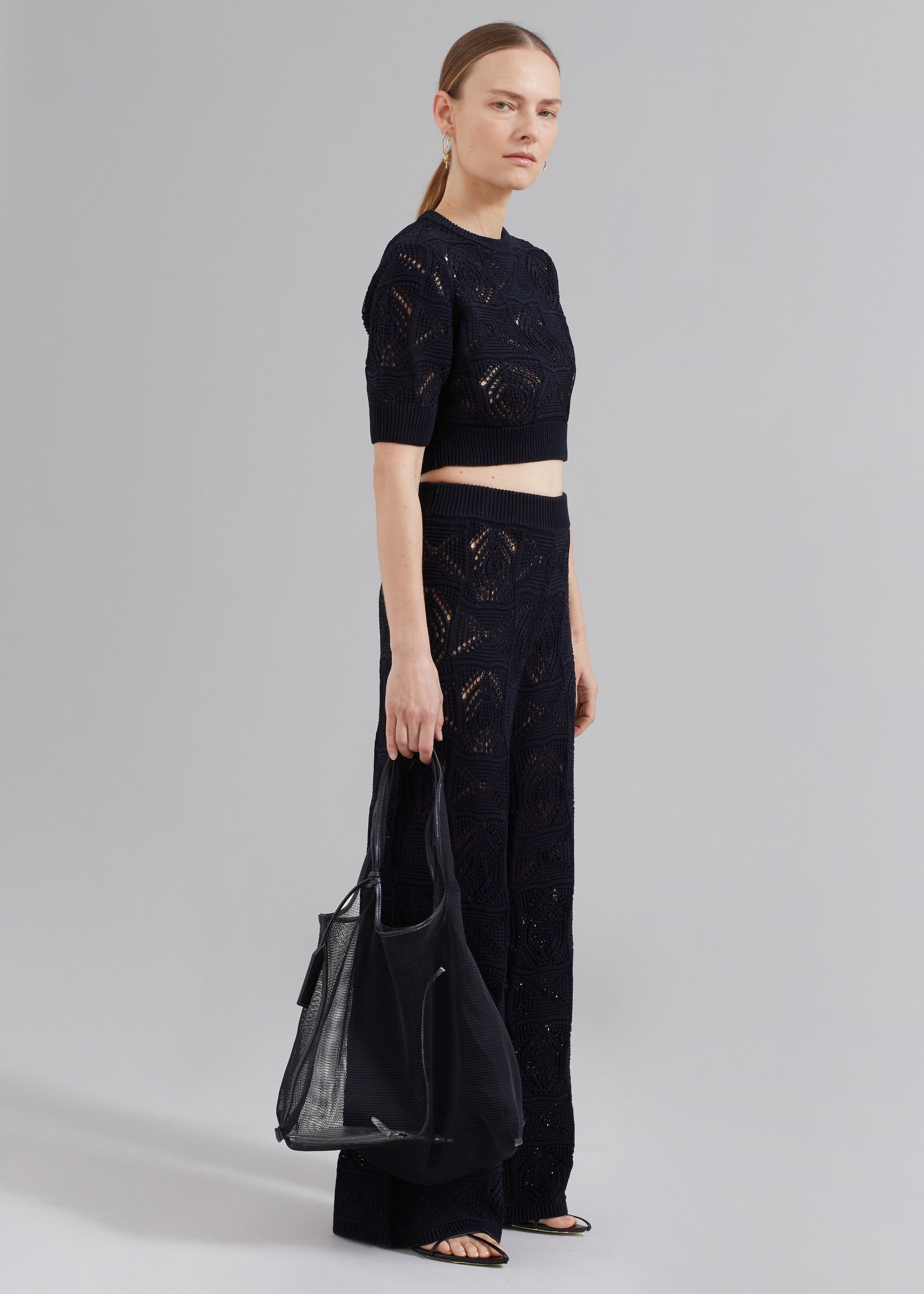 Loulou Studio Jaro Crochet Cropped Top - Black sold by Frankie Shop product image thumbnail 5