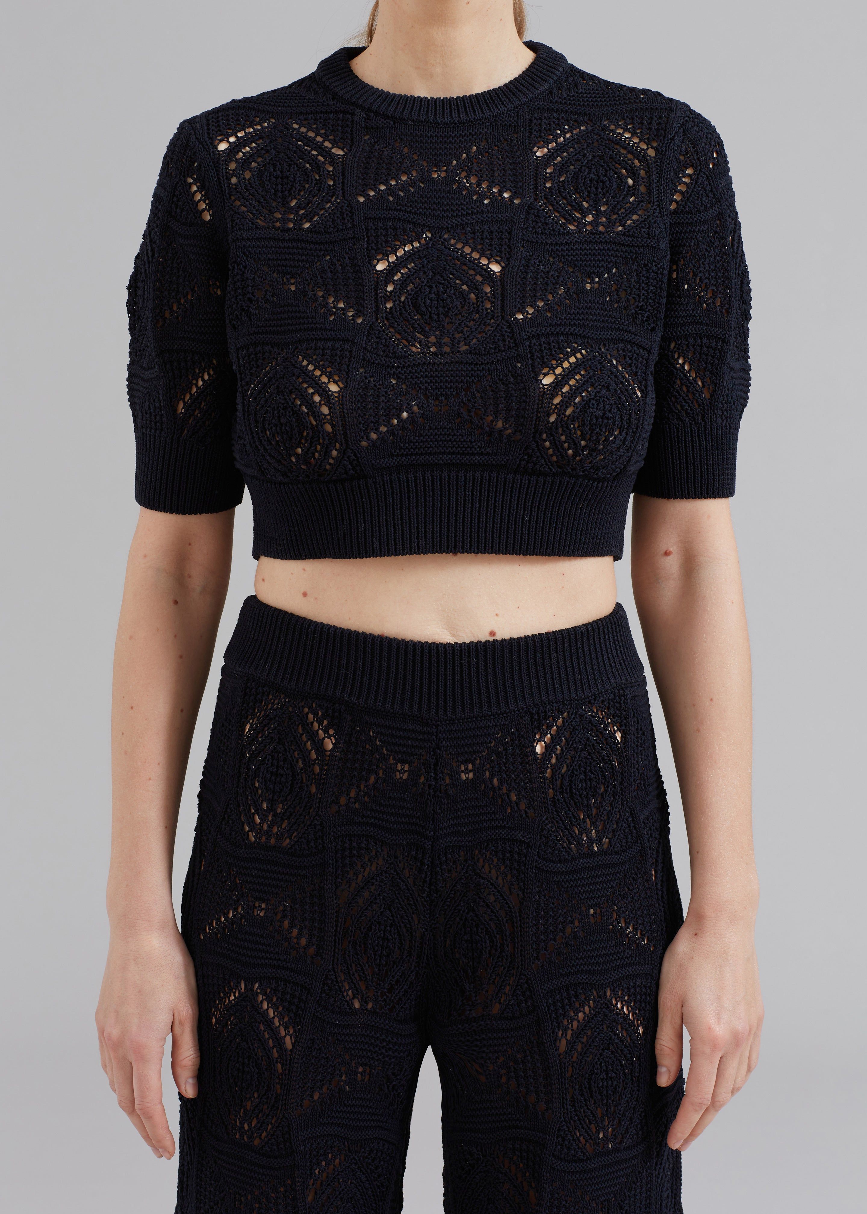 Loulou Studio Jaro Crochet Cropped Top - Black sold by Frankie Shop product image thumbnail 2