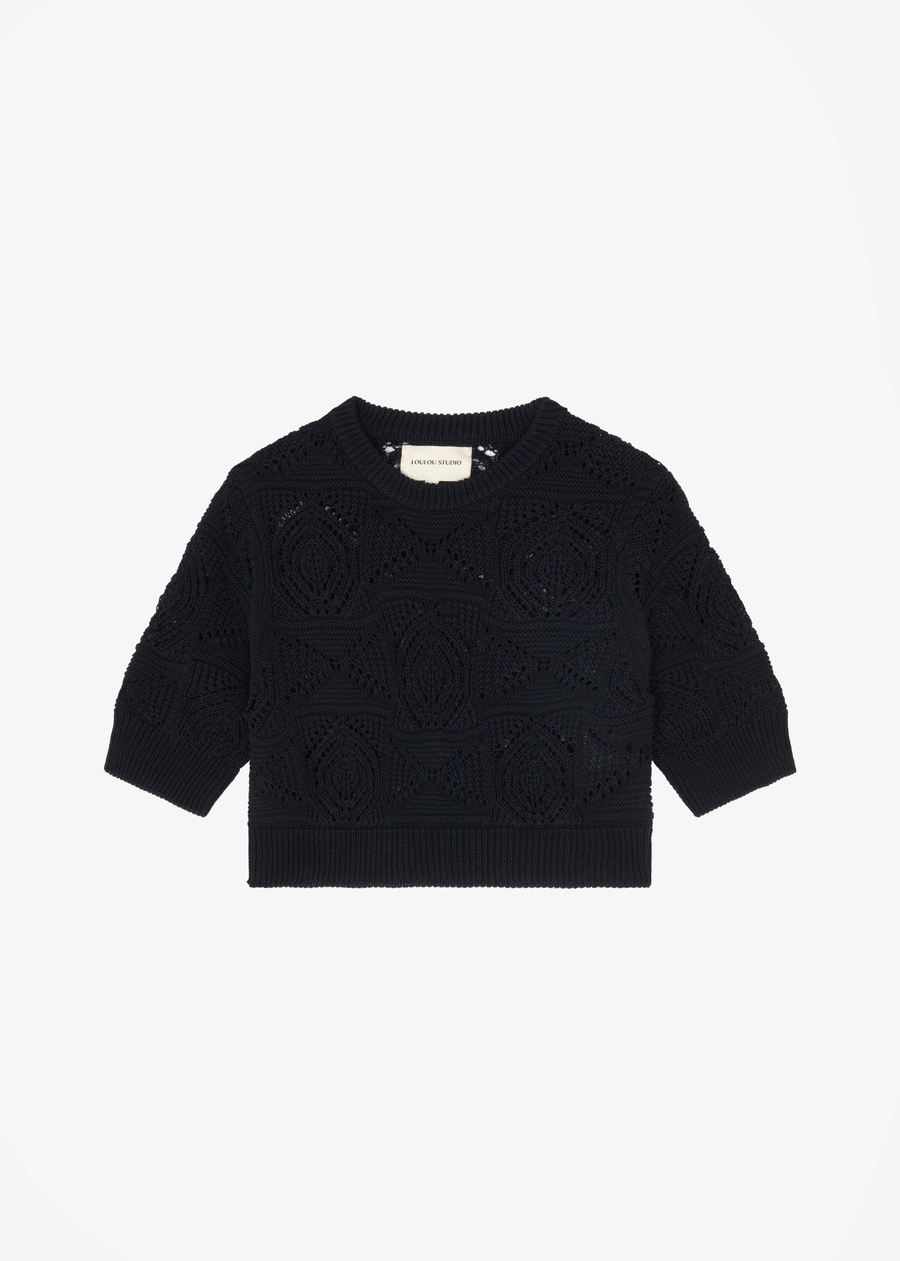 Loulou Studio Jaro Crochet Cropped Top - Black sold by Frankie Shop product image thumbnail 8