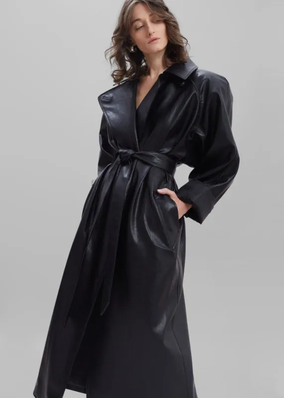 Henna Oversized Faux Leather Trench - Black sold by Frankie Shop