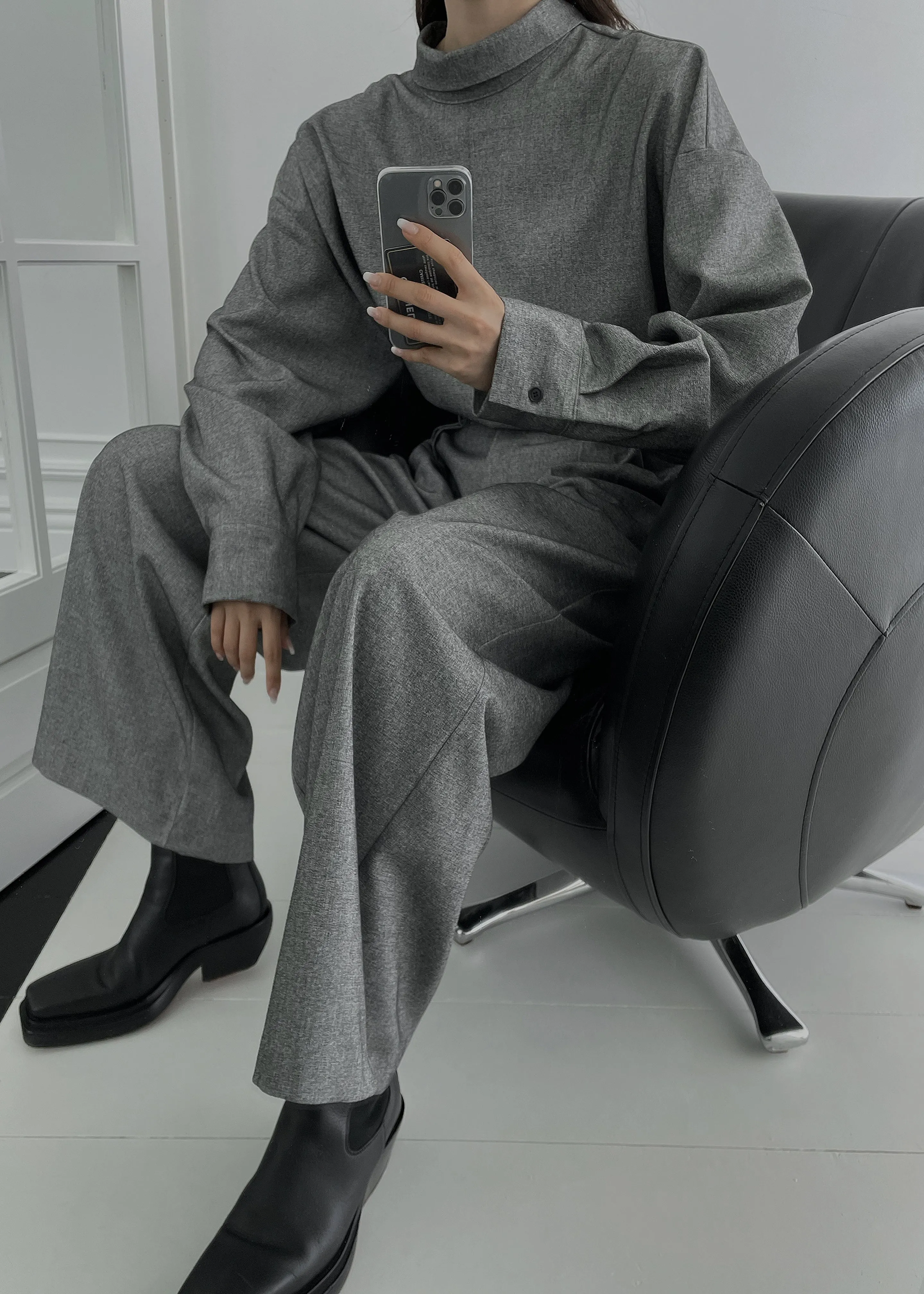 Casey Reversible Button Up Shirt - Grey sold by Frankie Shop product image thumbnail 4