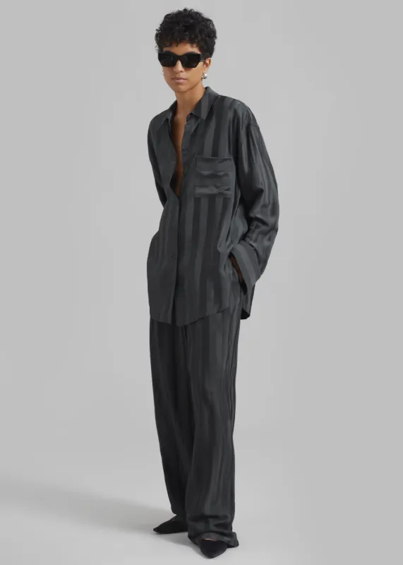 Loulou Studio Siaro Wide Leg Pants - Grey Anthracite sold by Frankie Shop
