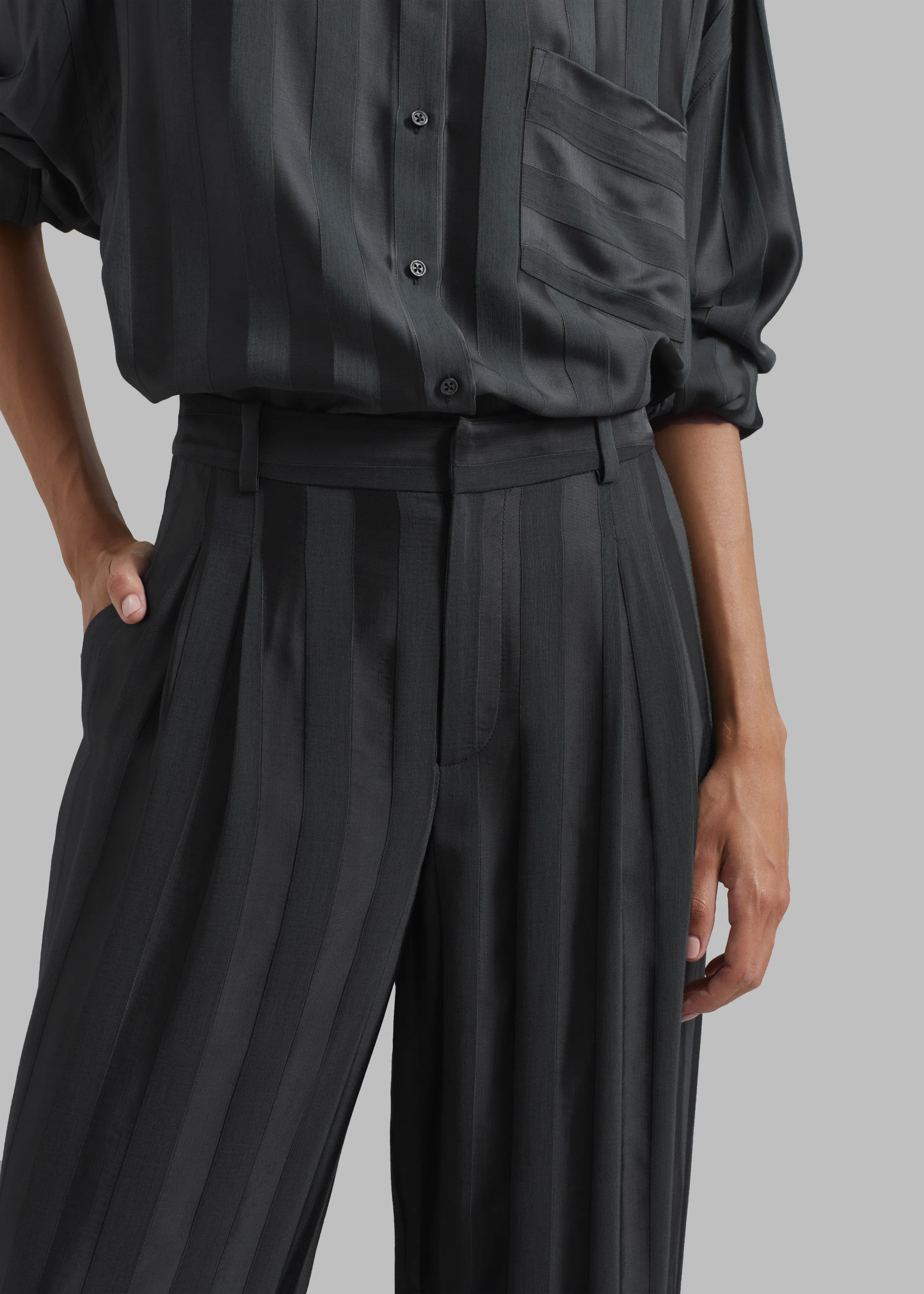 Loulou Studio Siaro Wide Leg Pants - Grey Anthracite sold by Frankie Shop product image thumbnail 3