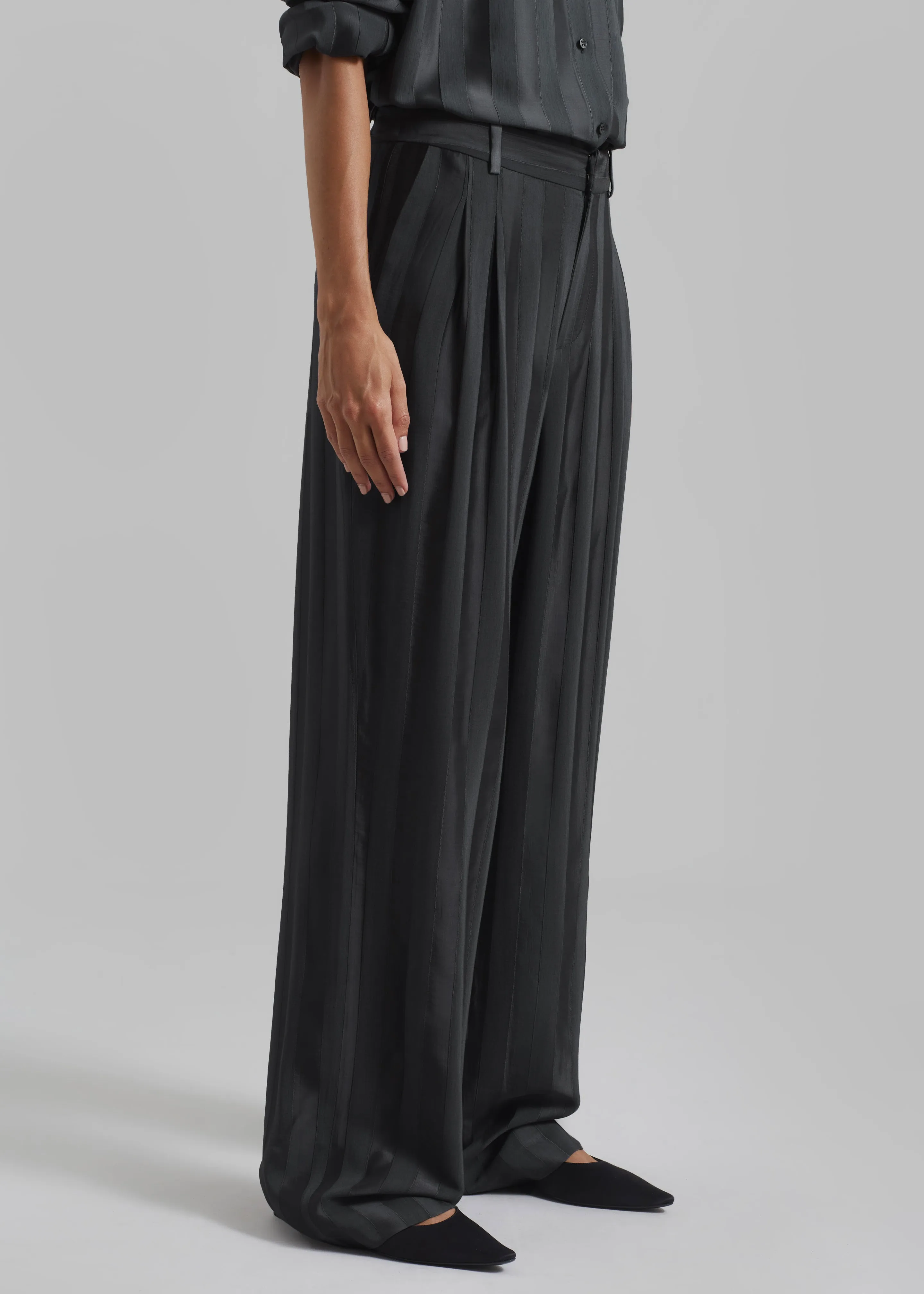 Loulou Studio Siaro Wide Leg Pants - Grey Anthracite sold by Frankie Shop product image thumbnail 5