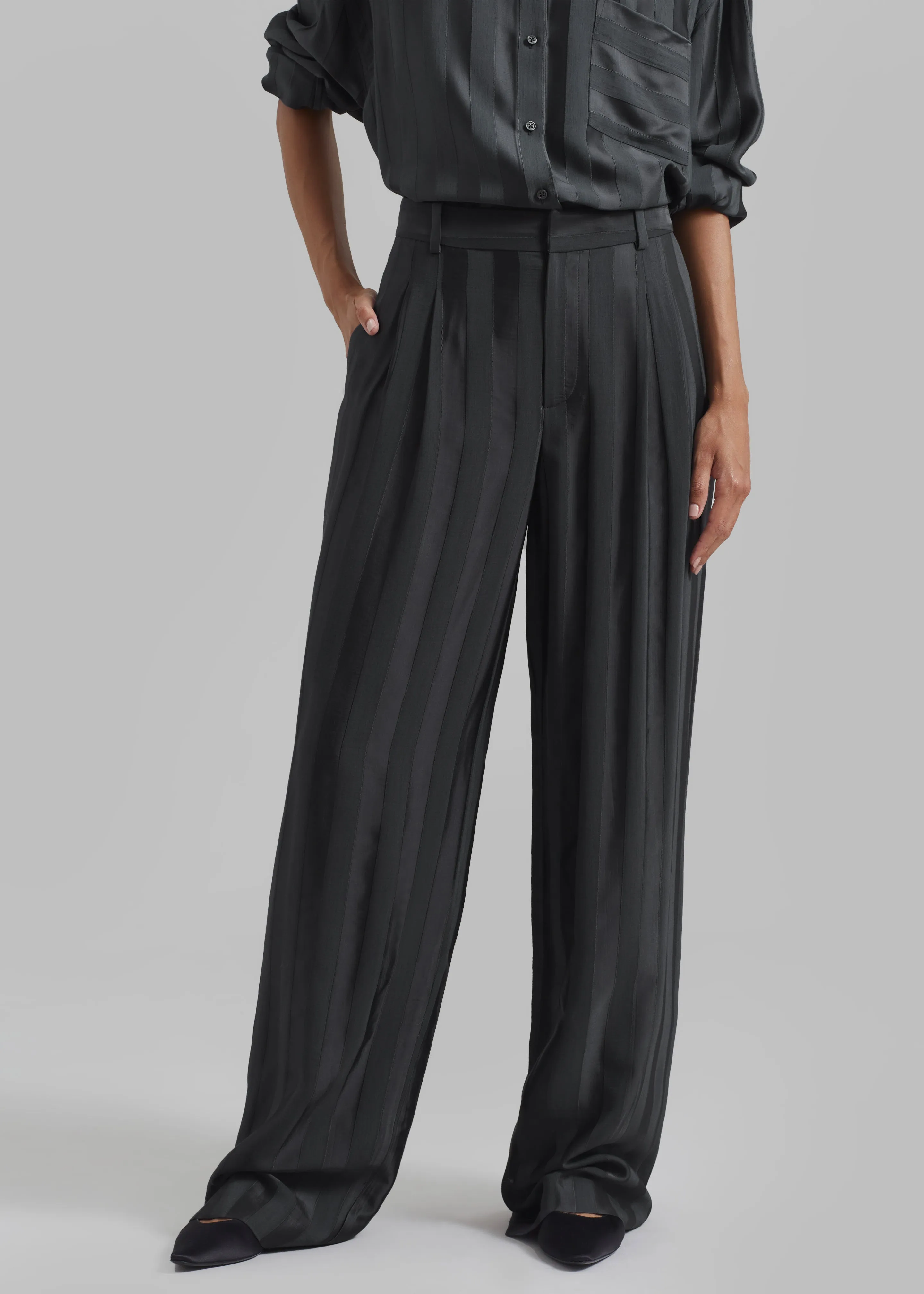 Loulou Studio Siaro Wide Leg Pants - Grey Anthracite sold by Frankie Shop product image thumbnail 2